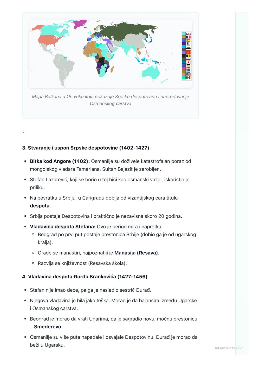 # Pad srpskih država i
despotovine

Uvod u pad srpskih država

Posle smrti cara Dušana, njegovo veliko carstvo je počelo da slabi i da se
ra