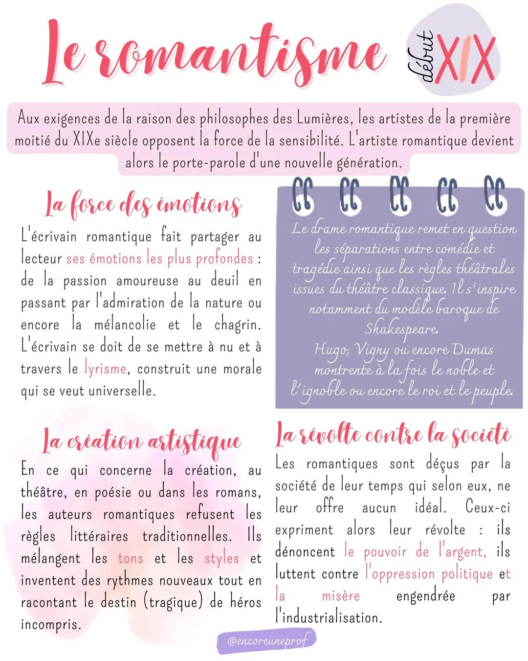 # Le romantisme XX

Aux exigences de la raison des philosophes des Lumières, les artistes de la première
moitié du XIXe siècle opposent la f