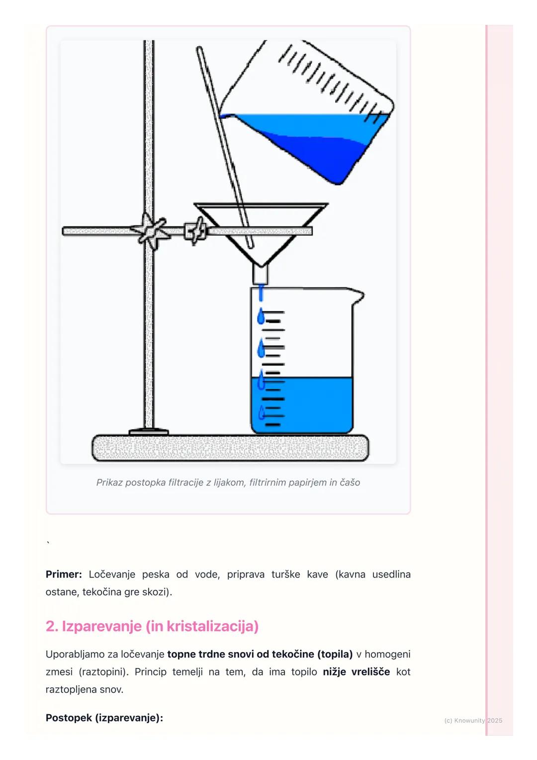 # Ločevanje zmesi

## Uvod v ločevanje zmesi

Zmesi so povsod okoli nas (zrak, morska voda, solata...). V kemiji pogosto
potrebujemo čiste s