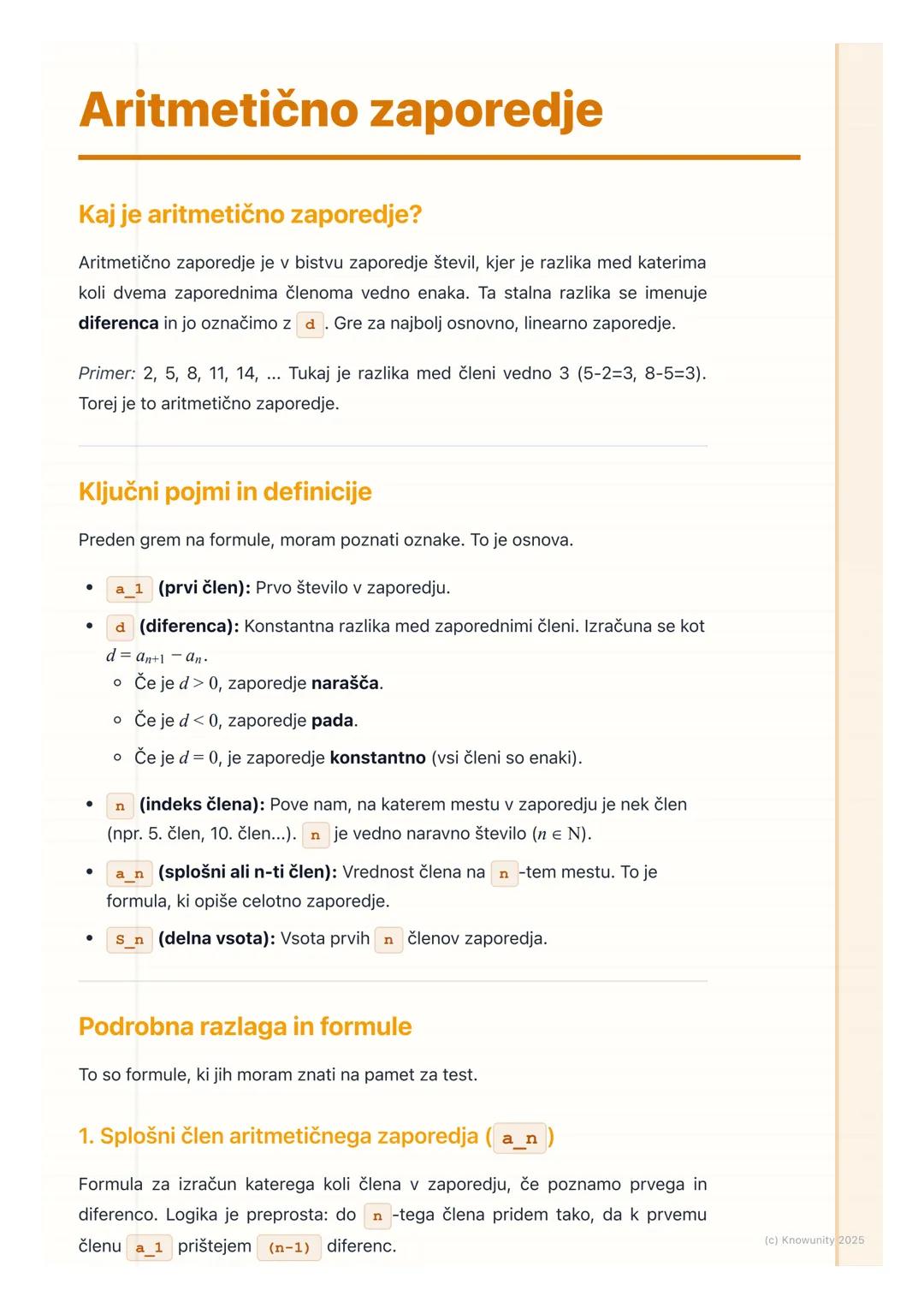 # Aritmetično zaporedje

Kaj je aritmetično zaporedje?

Aritmetično zaporedje je v bistvu zaporedje števil, kjer je razlika med katerima
kol