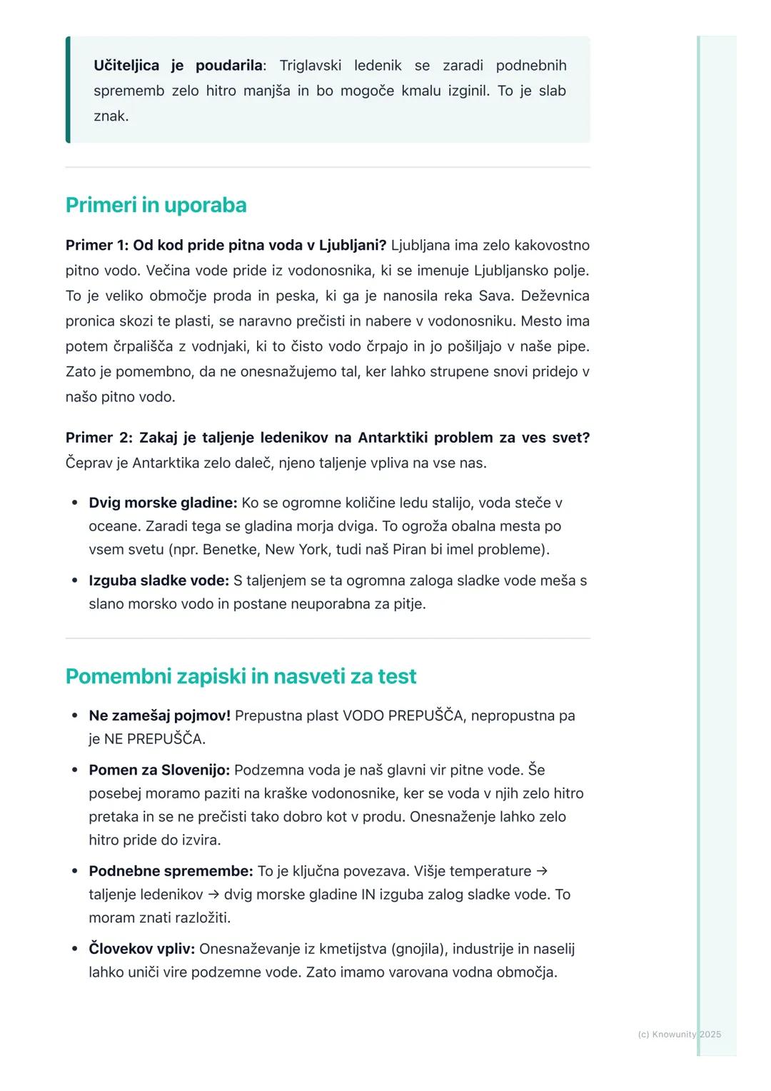# Podzemna voda in ledeniki

Splošno o podzemni vodi in ledenikih

Voda na Zemlji ni samo v rekah, jezerih in morjih. Velik del sladke vode 
