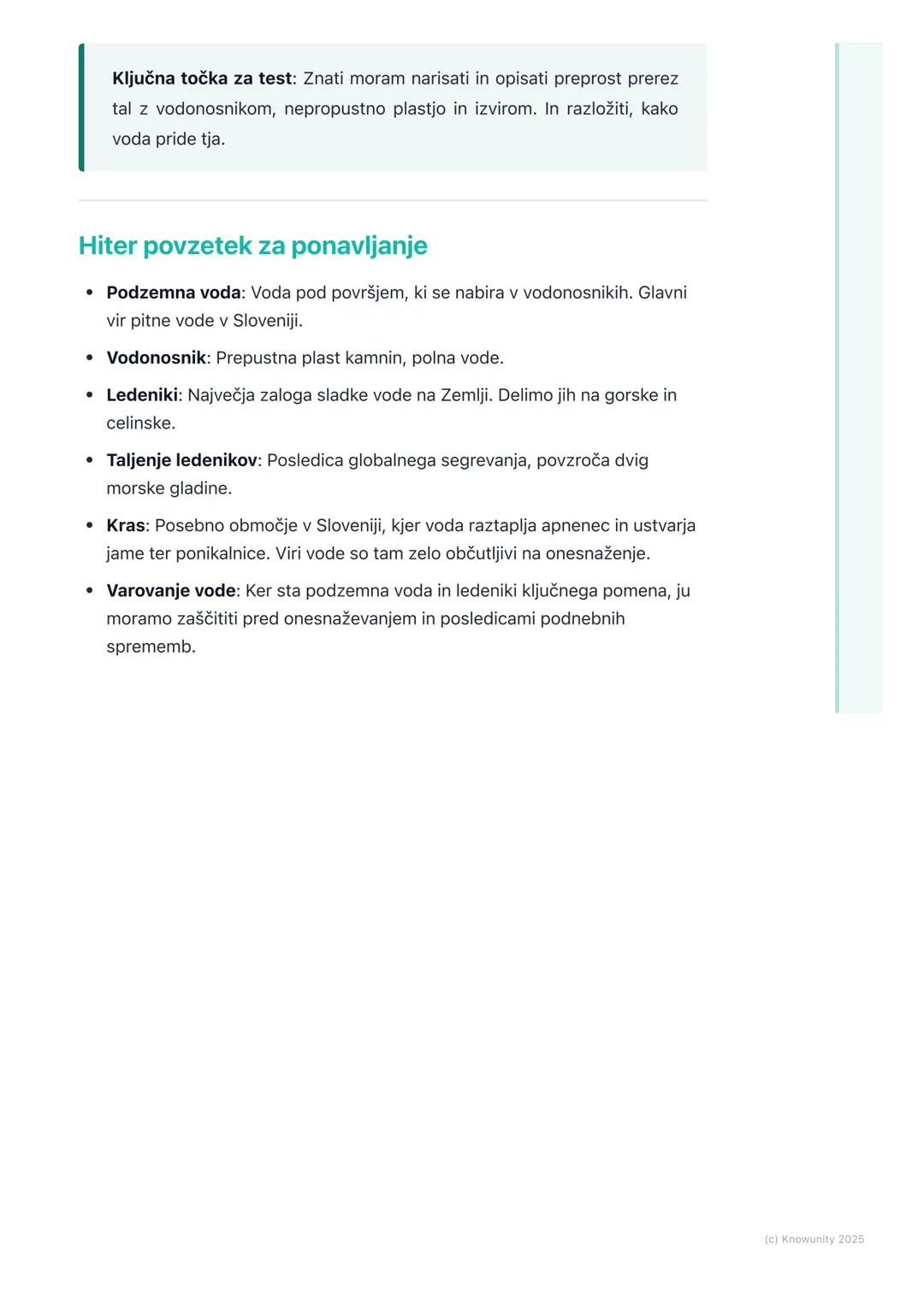 # Podzemna voda in ledeniki

Splošno o podzemni vodi in ledenikih

Voda na Zemlji ni samo v rekah, jezerih in morjih. Velik del sladke vode 