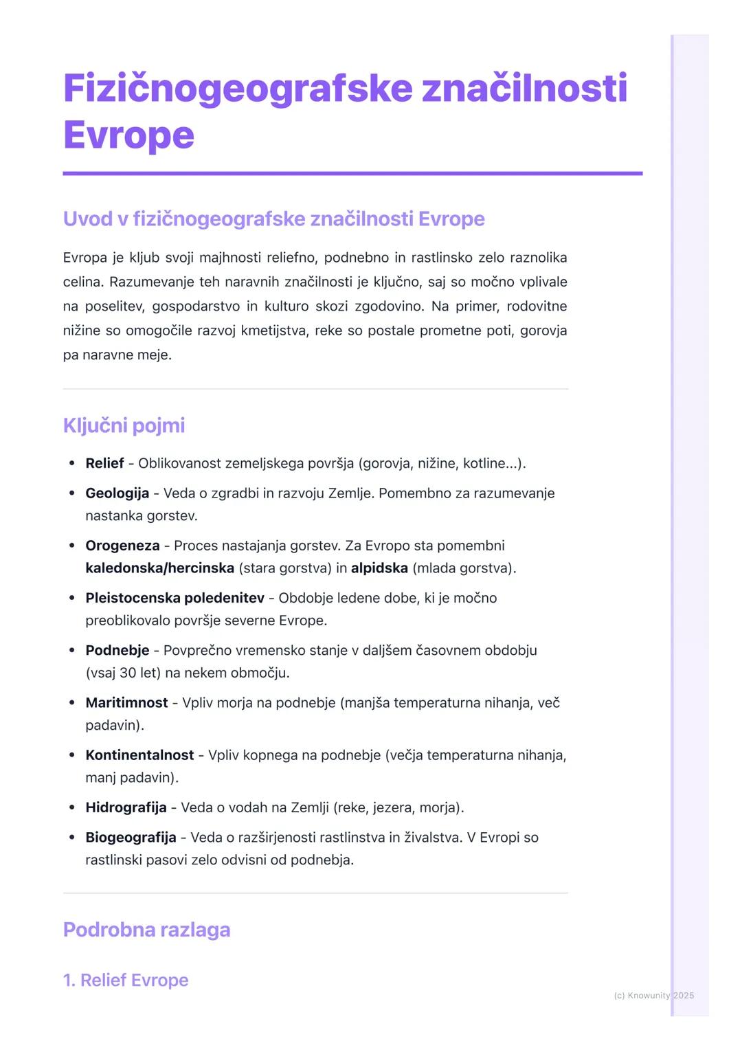 # Fizičnogeografske značilnosti
Evrope

Uvod v fizičnogeografske značilnosti Evrope

Evropa je kljub svoji majhnosti reliefno, podnebno in r