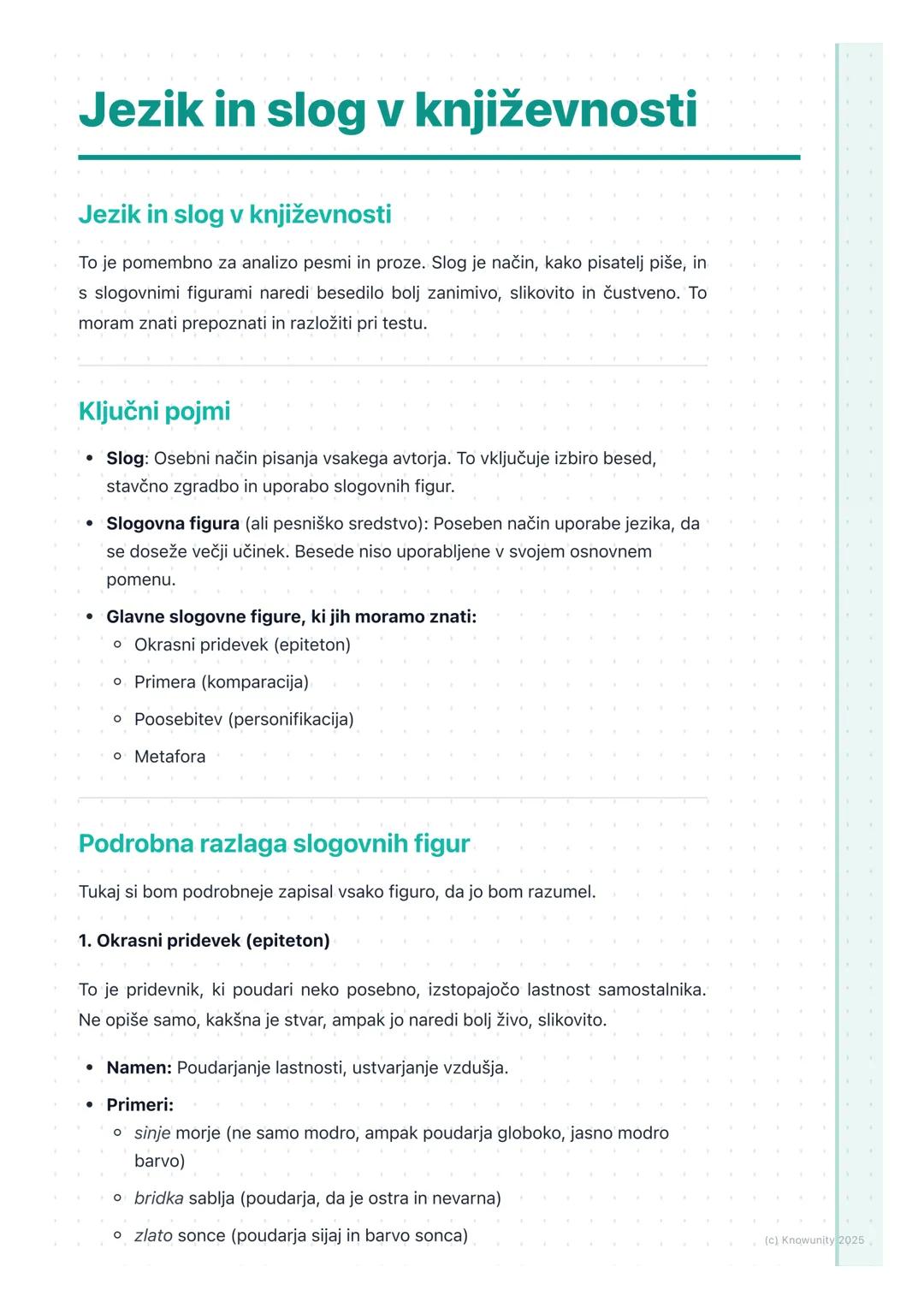 # Jezik in slog v književnosti

Jezik in slog v književnosti

To je pomembno za analizo pesmi in proze. Slog je način, kako pisatelj piše, i