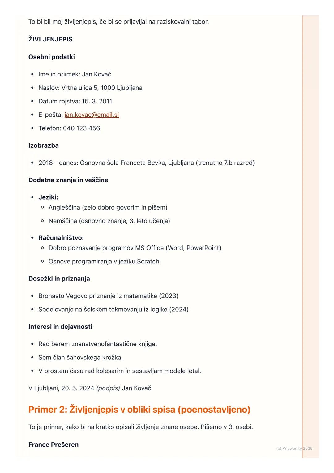 # Življenjepis

Kaj je življenjepis?

Življenjepis je besedilo, v katerem so na kratko in pregledno predstavljeni
najpomembnejši podatki o ž