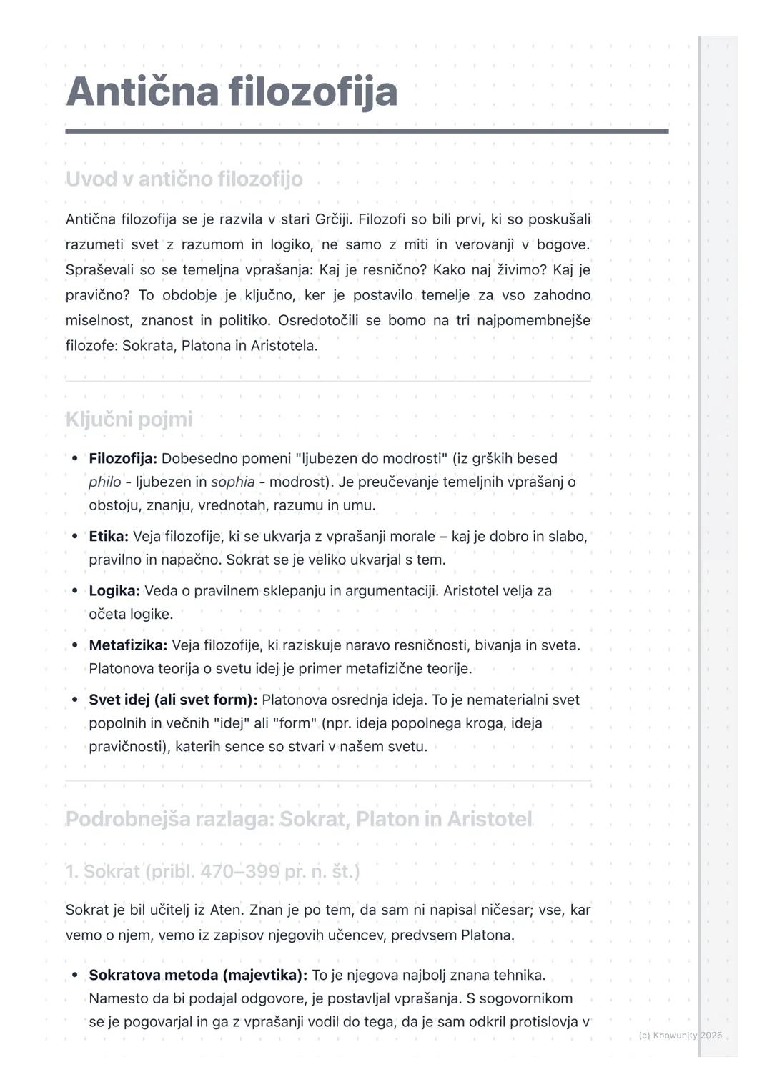 # Antična filozofija

Uvod v antično filozofijo

Antična filozofija se je razvila v stari Grčiji. Filozofi so bili prvi, ki so poskušali
raz