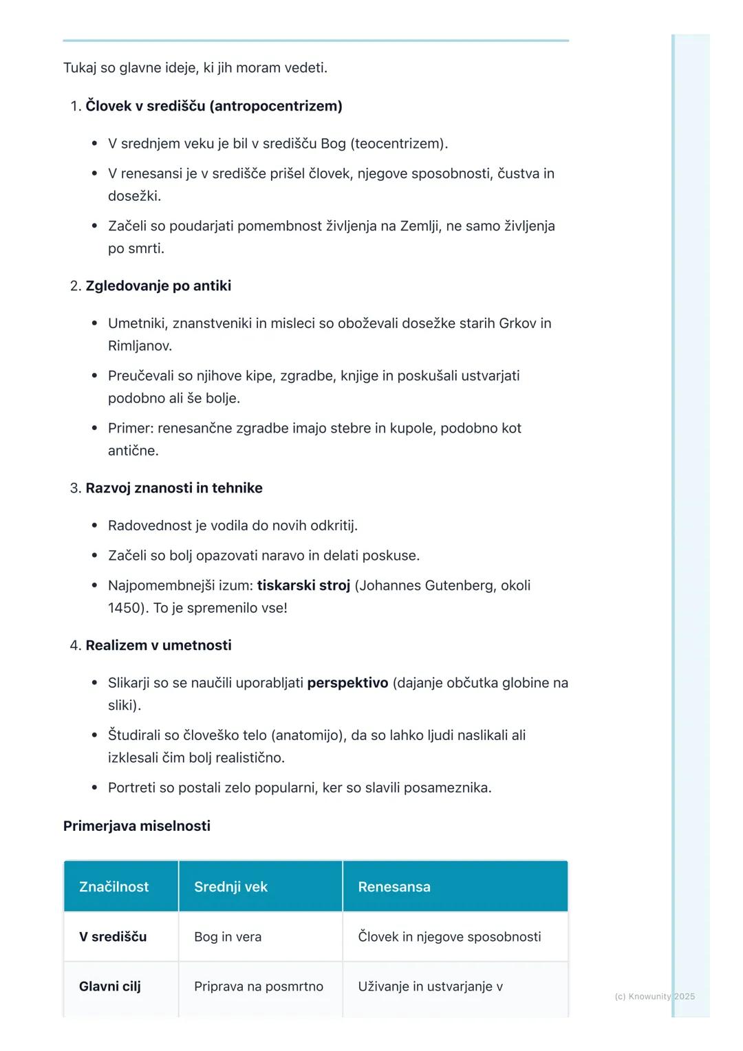 # Kaj sta renesansa in
humanizem

Uvod: nov pogled na svet

Po srednjem veku, ko je bila vera najpomembnejša, so ljudje začeli razmišljati
d