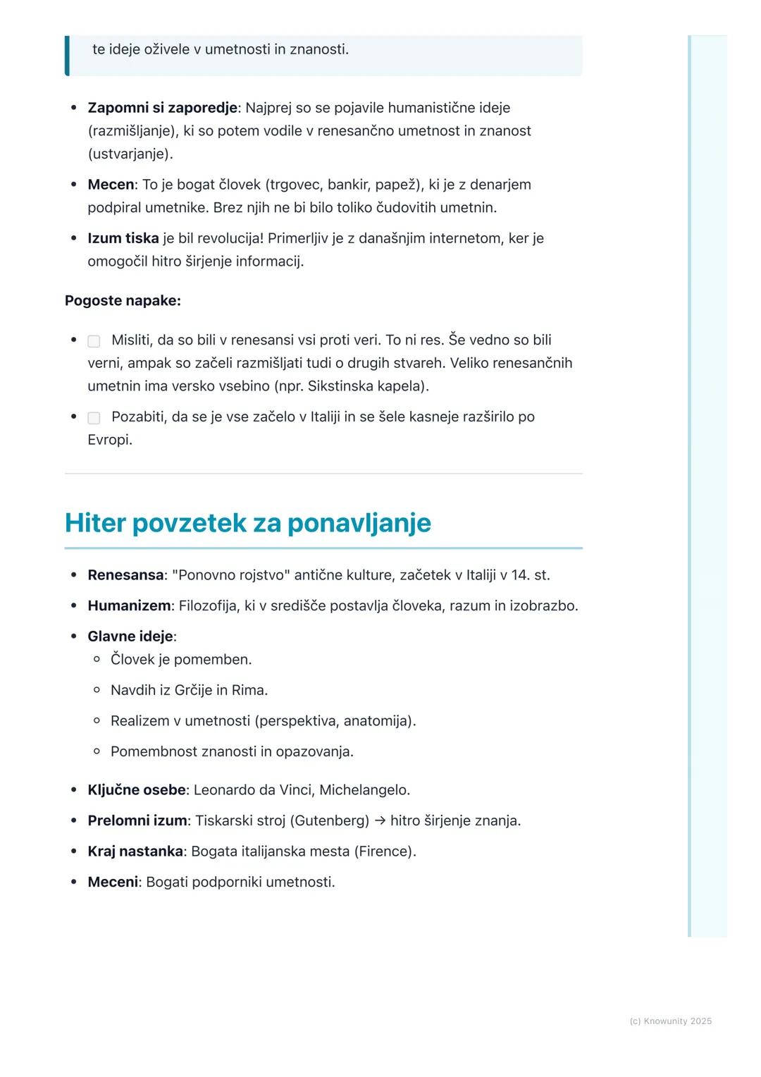 # Kaj sta renesansa in
humanizem

Uvod: nov pogled na svet

Po srednjem veku, ko je bila vera najpomembnejša, so ljudje začeli razmišljati
d