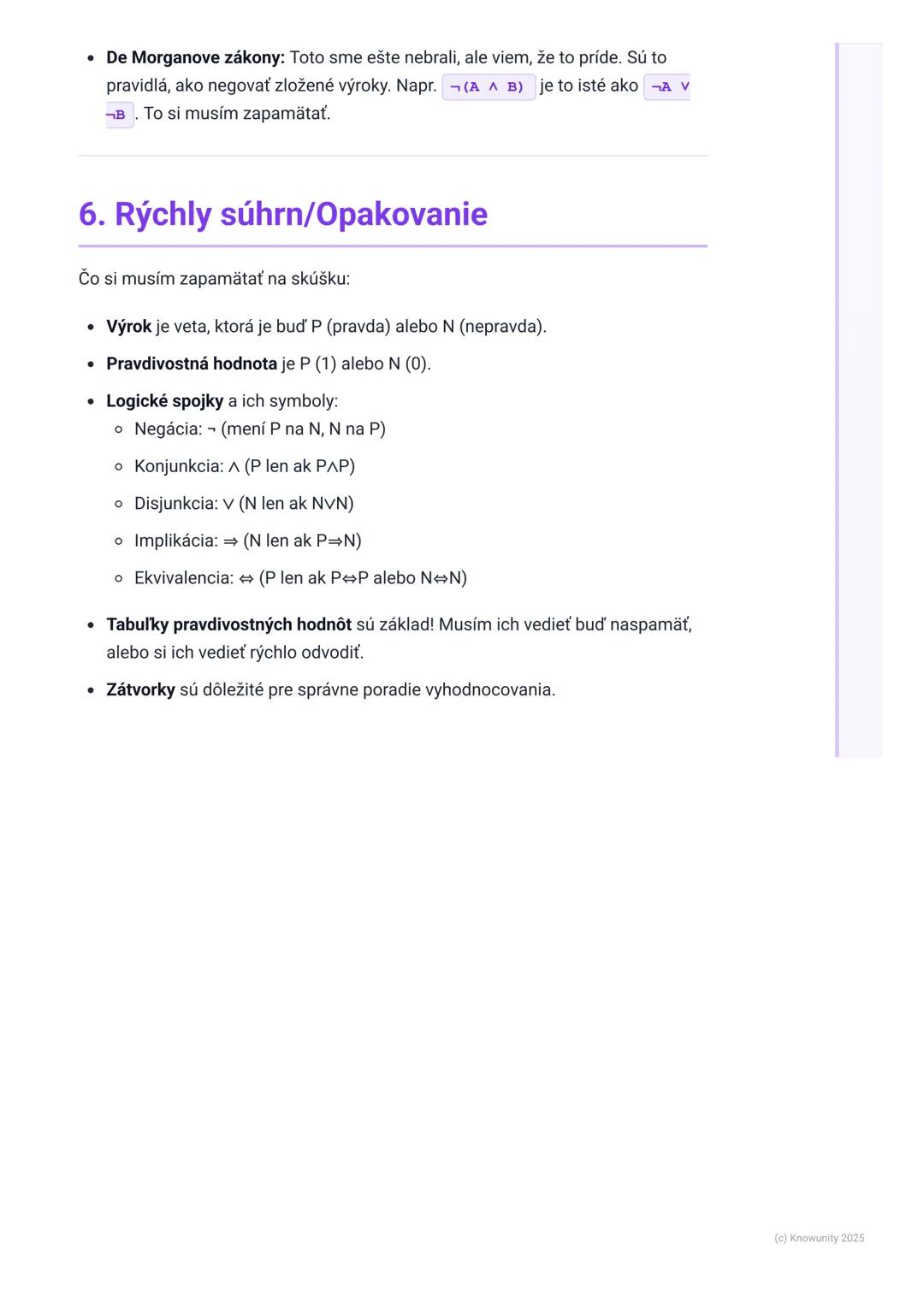 # Výroková logika

## 1. Úvod do výrokovej logiky

Takže, výroková logika. Na prvý pohľad to znie zložito, ale v podstate je to o tom,
ako p
