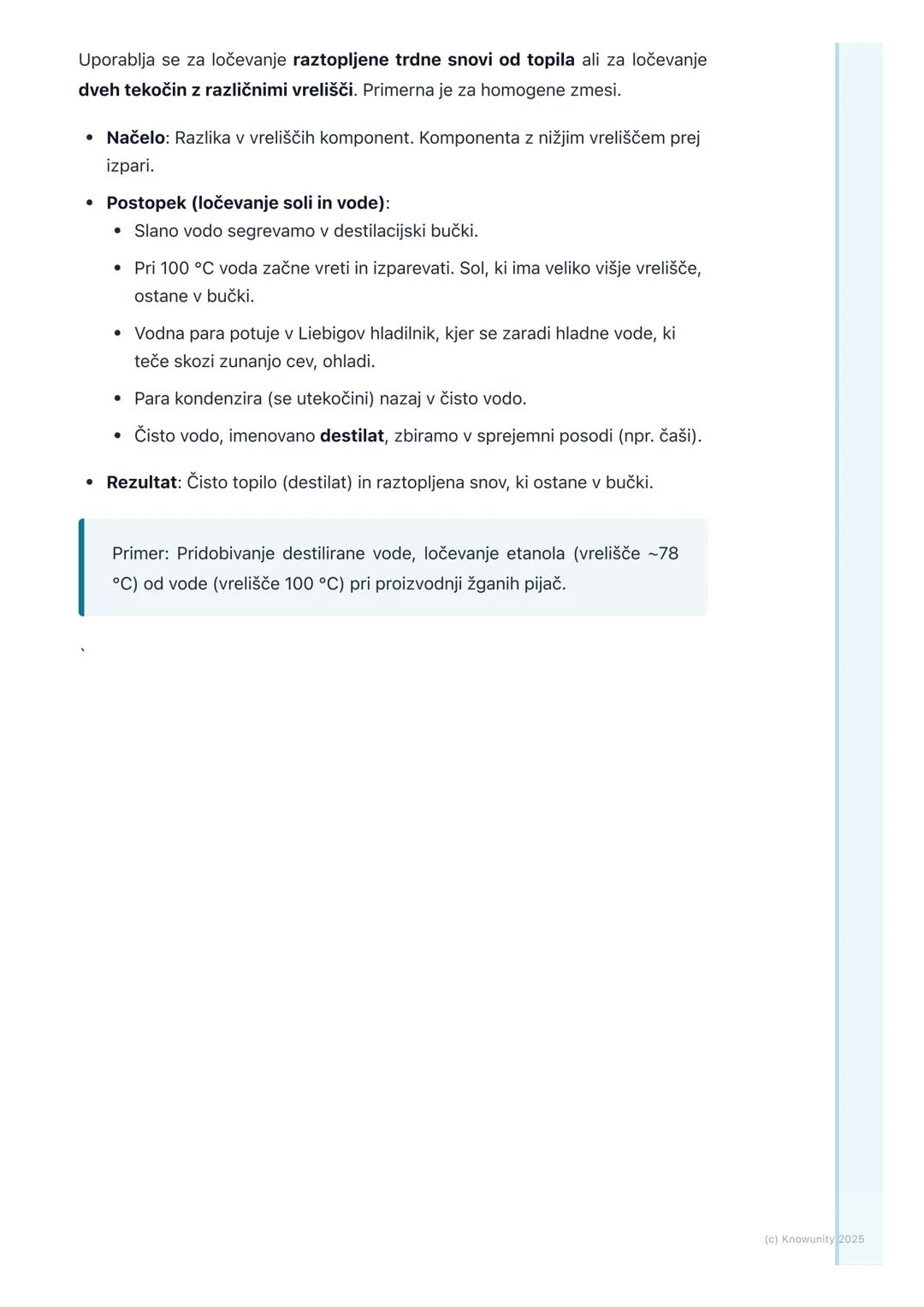 # Ločevanje zmesi

## Uvod v ločevanje zmesi

Zmesi so snovi, ki so sestavljene iz dveh ali več čistih snovi (komponent), ki
niso kemijsko v