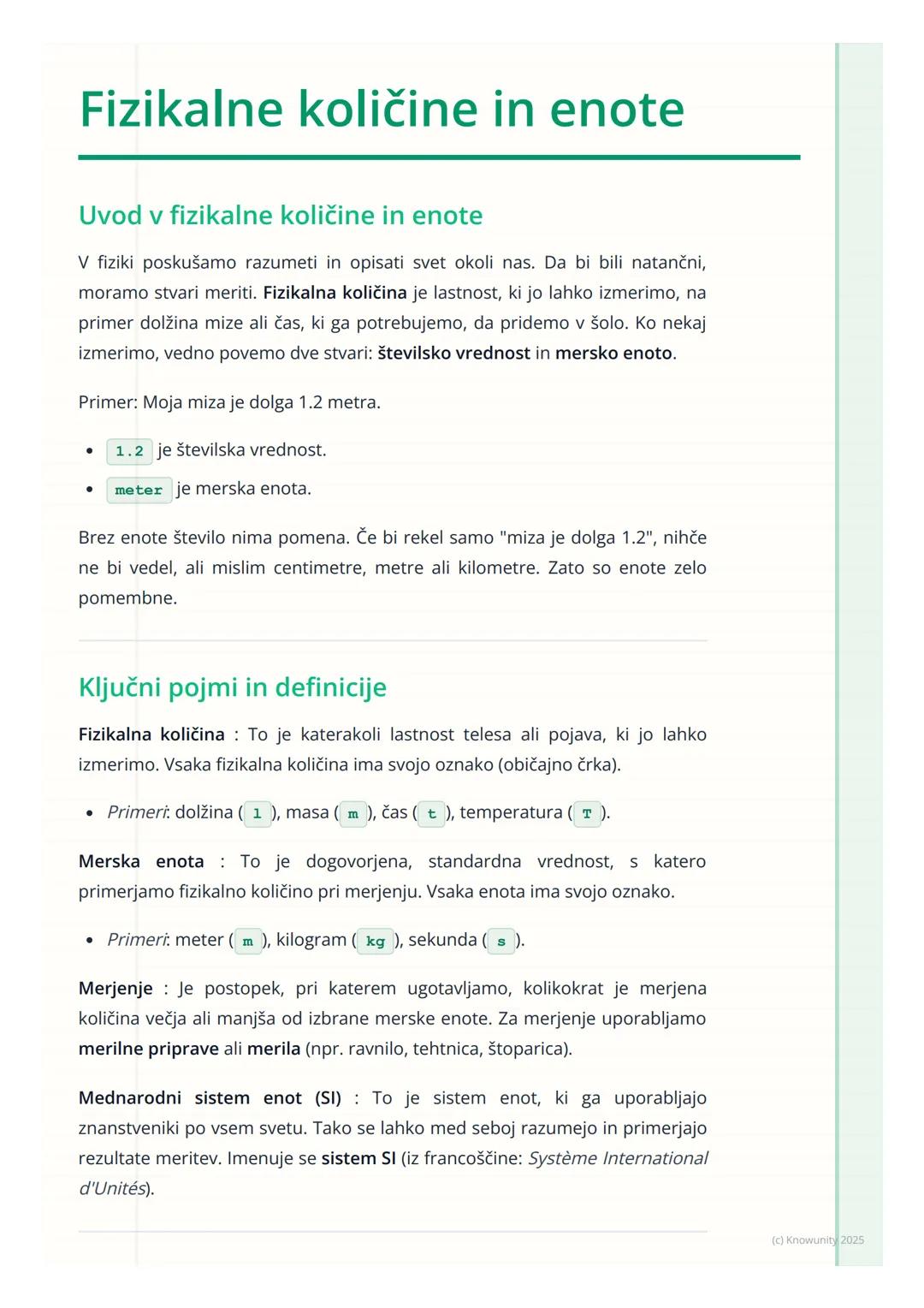 # Fizikalne količine in enote

Uvod v fizikalne količine in enote

V fiziki poskušamo razumeti in opisati svet okoli nas. Da bi bili natančn