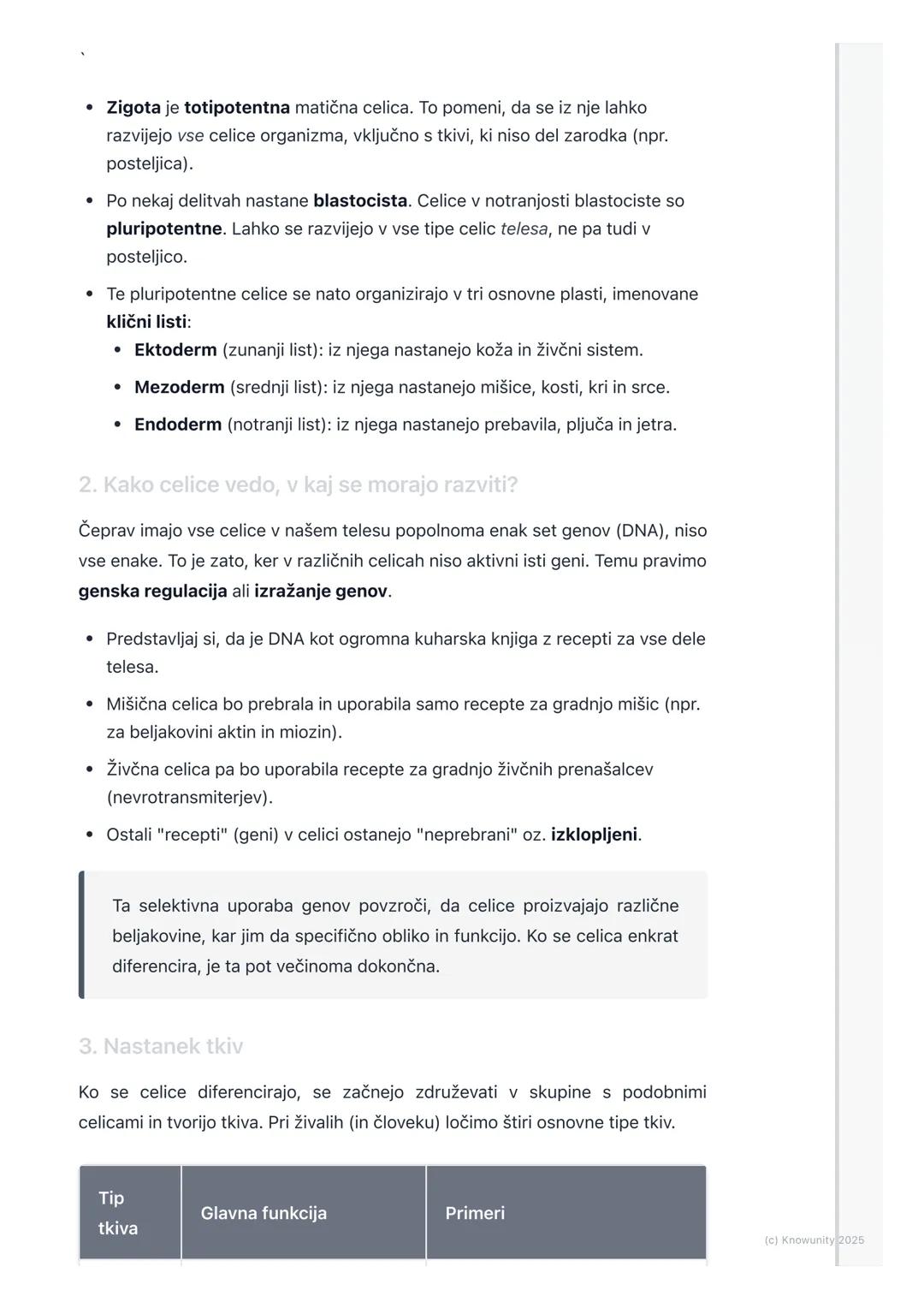 # Diferenciacija celic in
nastanek tkiv

Uvod v diferenciacijo celic

Vsi kompleksni, večcelični organizmi, kot smo ljudje, se začnemo kot e