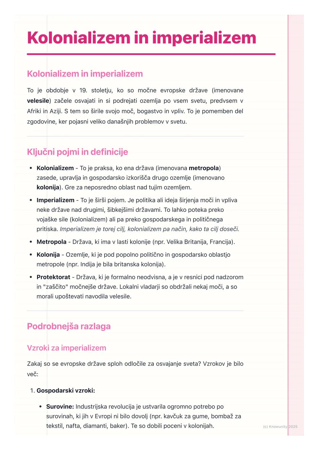 # Kolonializem in imperializem

Kolonializem in imperializem

To je obdobje v 19. stoletju, ko so močne evropske države (imenovane
velesile)