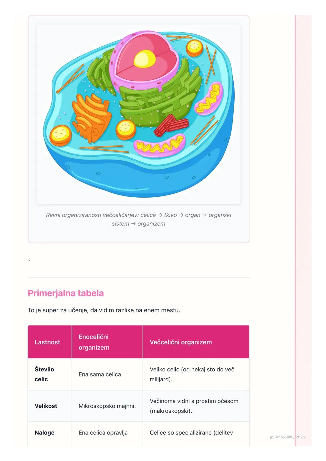 # Enocelična in večcelična bitja

Uvod v enocelična in večcelična bitja

Vsa živa bitja so zgrajena iz celic. Celica je osnovna enota življe