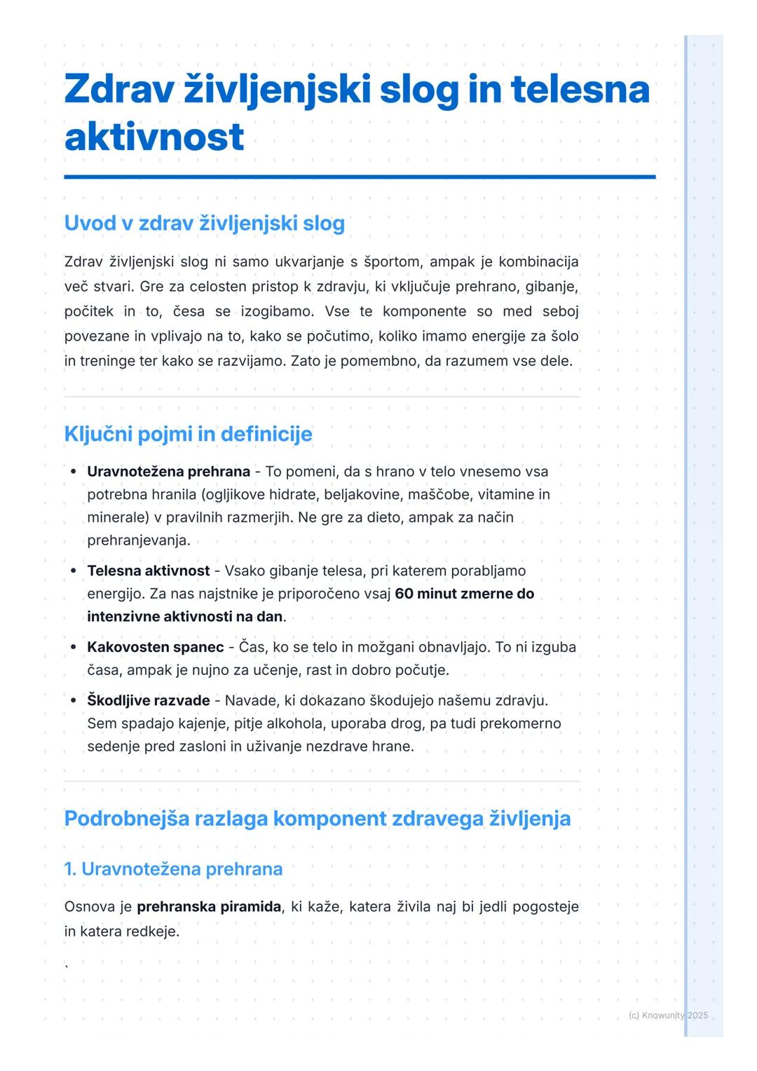 # Zdrav življenjski slog in telesna
aktivnost

Uvod v zdrav življenjski slog

Zdrav življenjski slog ni samo ukvarjanje s športom, ampak je 