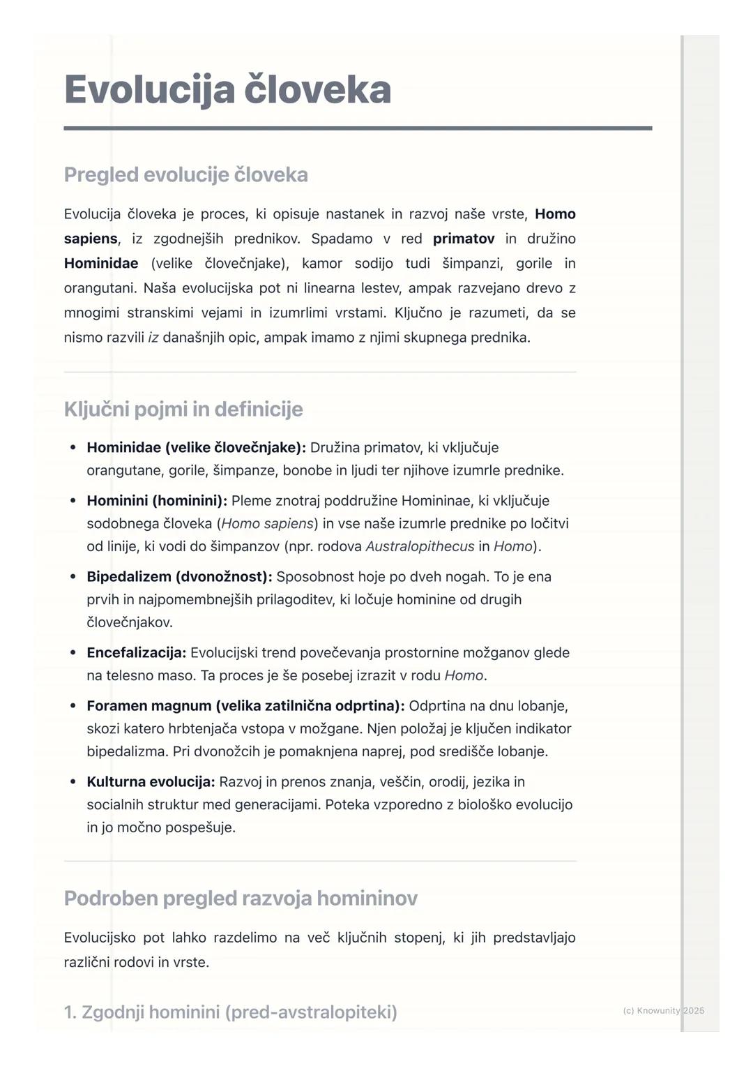 # Evolucija človeka

Pregled evolucije človeka

Evolucija človeka je proces, ki opisuje nastanek in razvoj naše vrste, Homo
sapiens, iz zgod