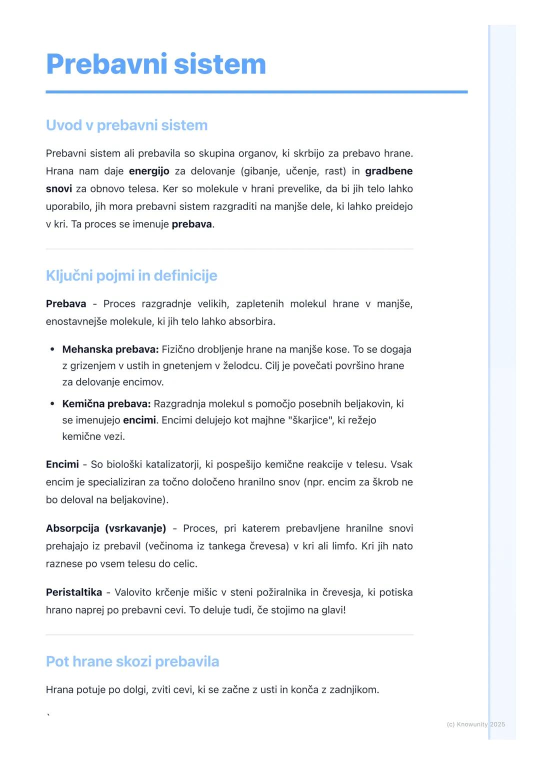 # Prebavni sistem

Uvod v prebavni sistem

Prebavni sistem ali prebavila so skupina organov, ki skrbijo za prebavo hrane.
Hrana nam daje ene