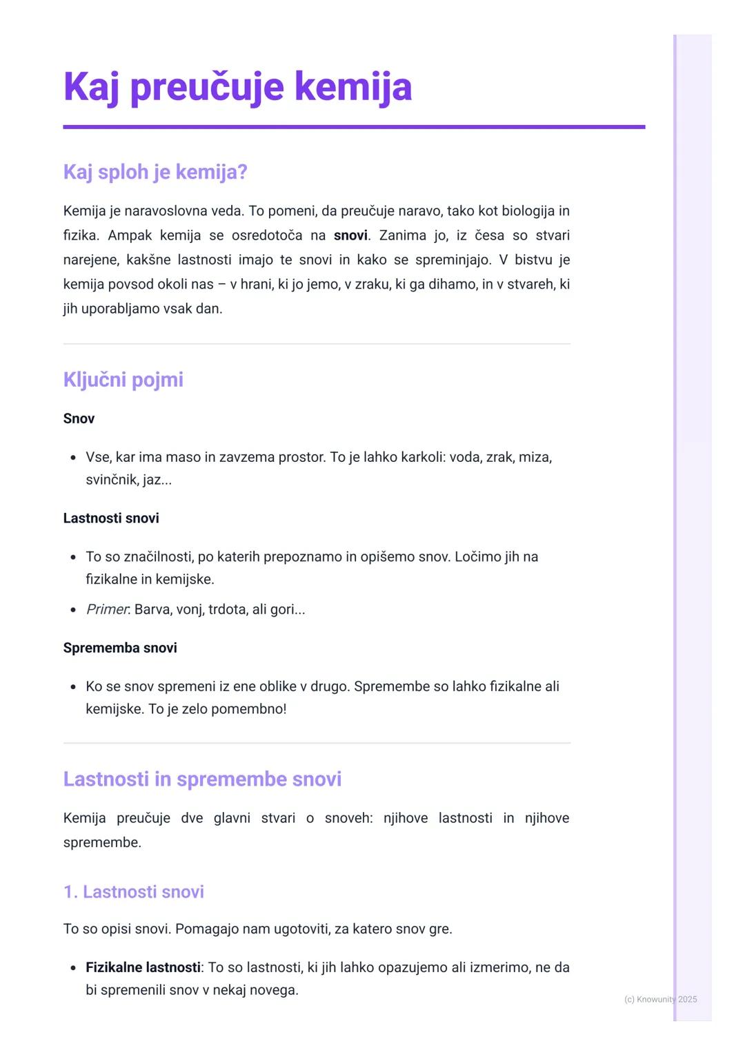 # Kaj preučuje kemija

Kaj sploh je kemija?

Kemija je naravoslovna veda. To pomeni, da preučuje naravo, tako kot biologija in
fizika. Ampak