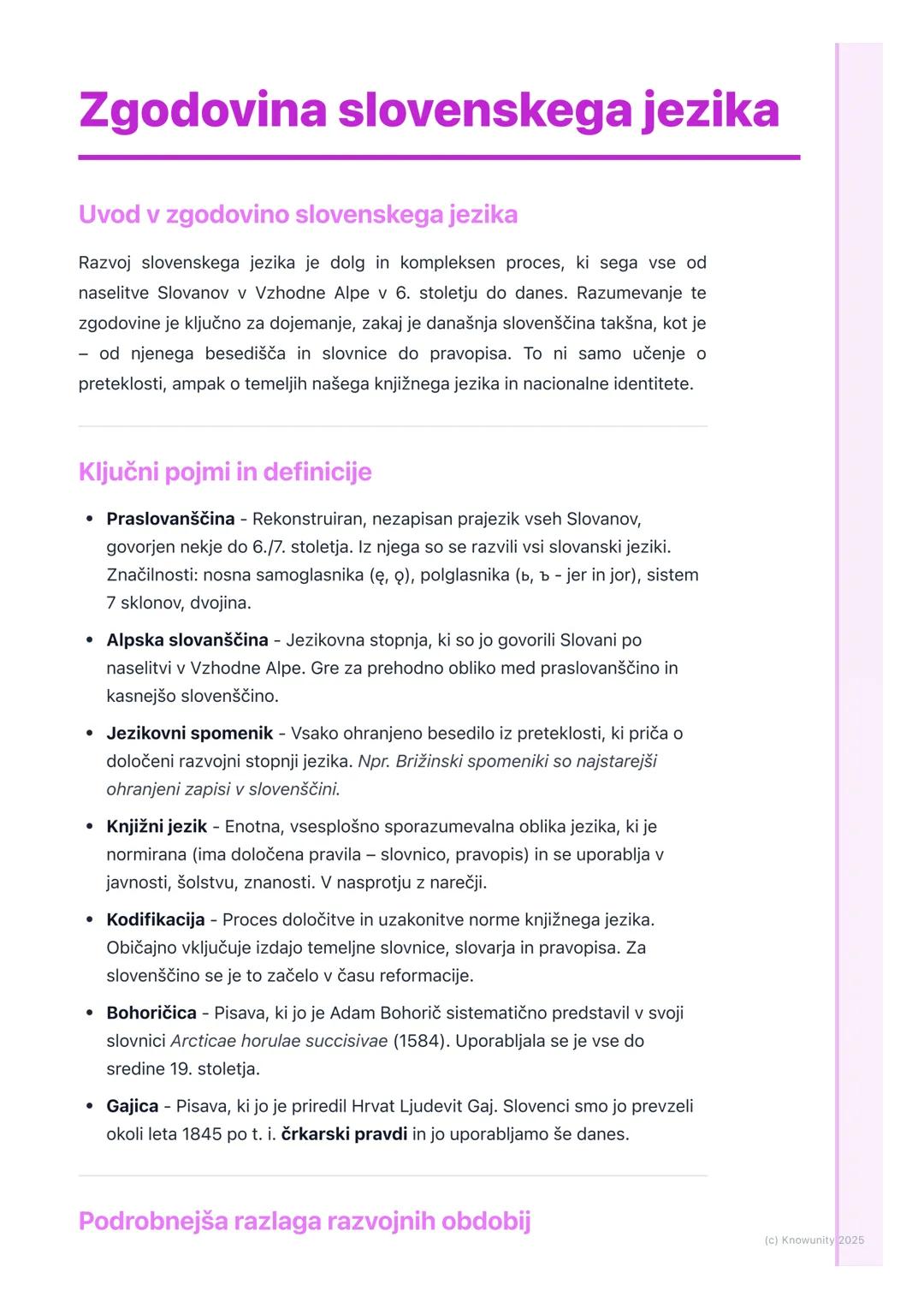 # Zgodovina slovenskega jezika

Uvod v zgodovino slovenskega jezika

Razvoj slovenskega jezika je dolg in kompleksen proces, ki sega vse od
