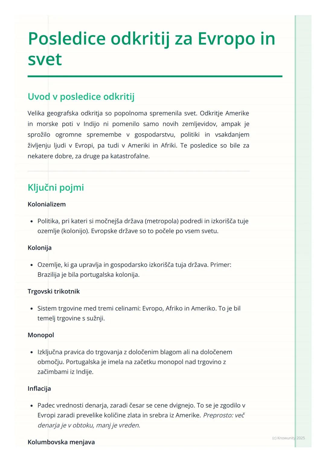 # Posledice odkritij za Evropo in
svet

Uvod v posledice odkritij

Velika geografska odkritja so popolnoma spremenila svet. Odkritje Amerike