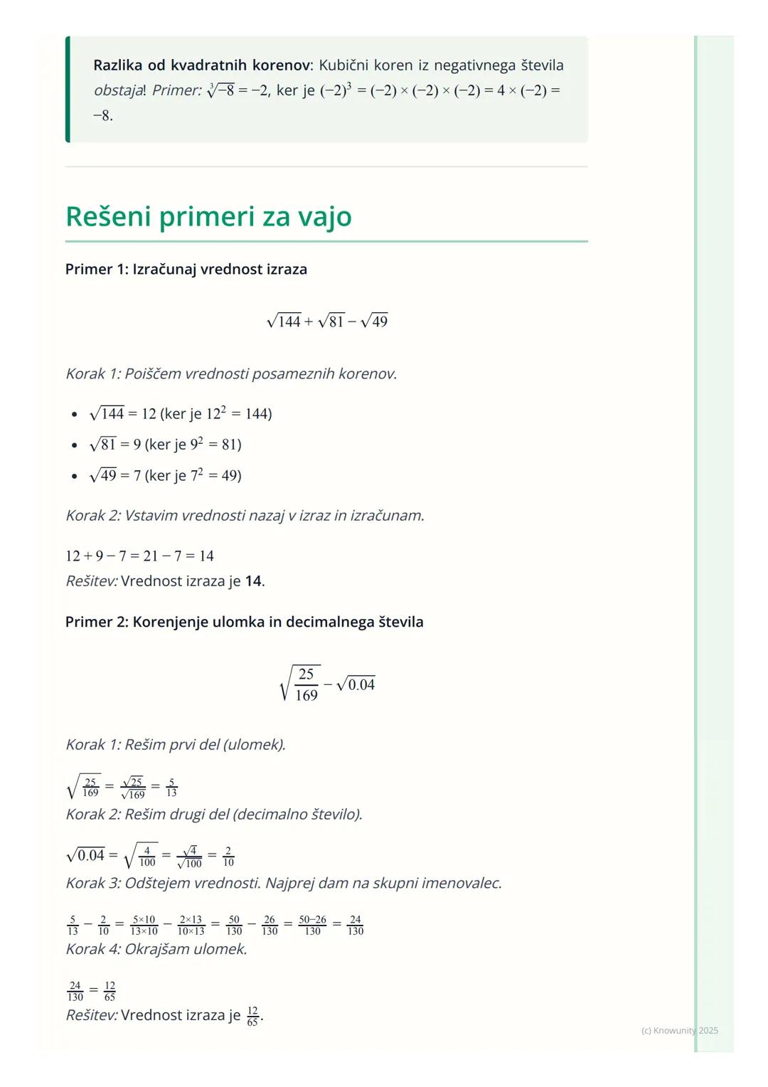 # Koreni

Kaj so koreni?

Koreni so v bistvu obratna operacija od potenciranja. Tako kot je odštevanje
obratno od seštevanja, je korenjenje 