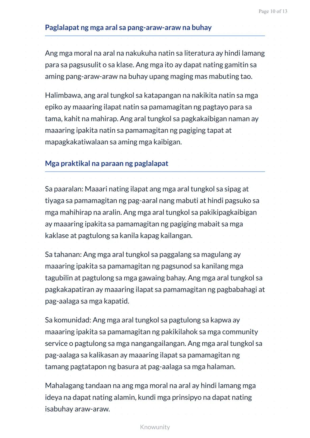 # Pagsusuri ng mga Aral sa Piling Akdang Pampanitikan

Pag-aaral kung paano hanapin at unawain ang mga moral na aral sa literatura

## Mga L