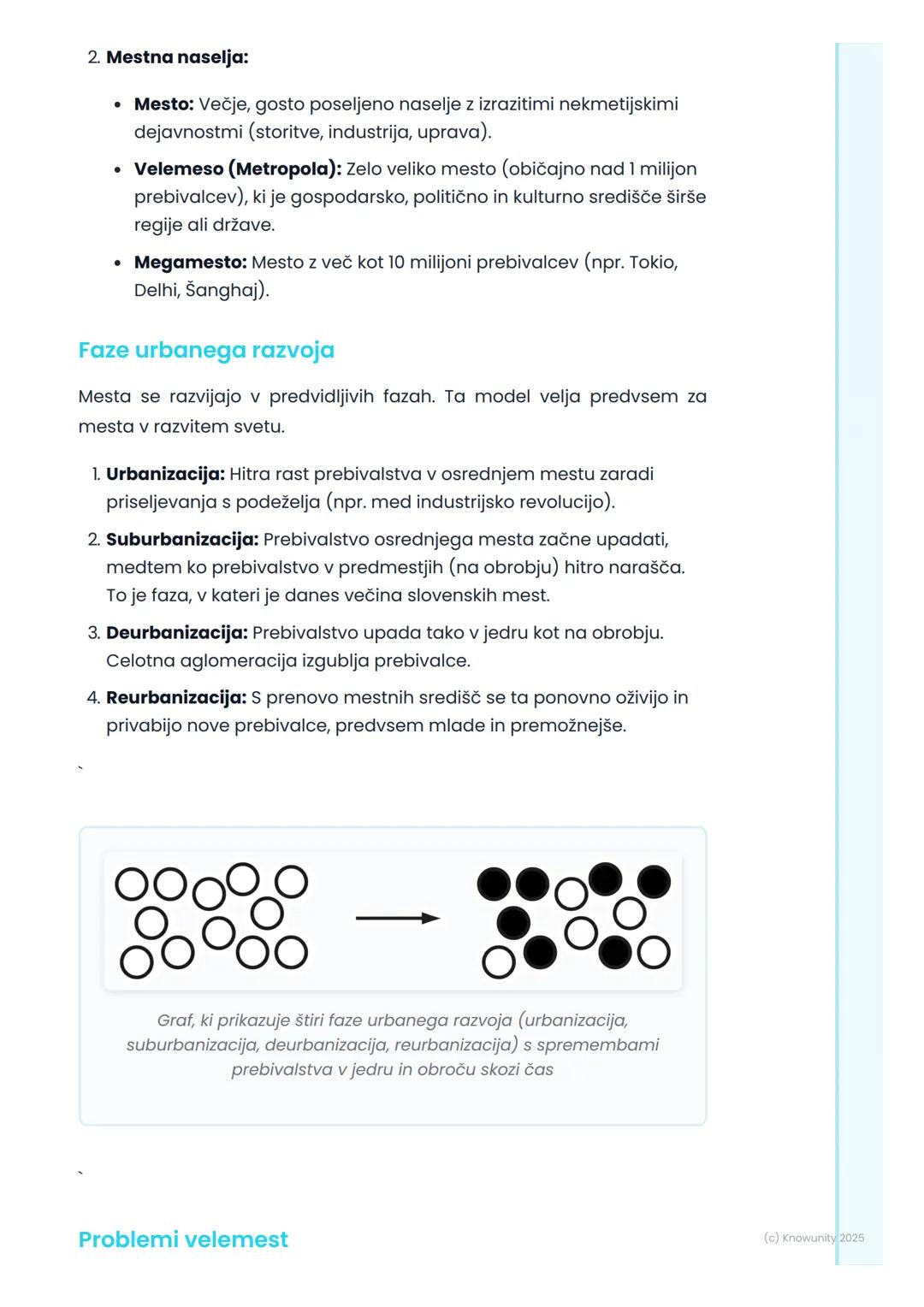 # Naselja in urbanizacija

## Uvod v naselja in urbanizacijo

Naselja so prostori, kjer ljudje živijo in delajo. So osrednji predmet
preučev