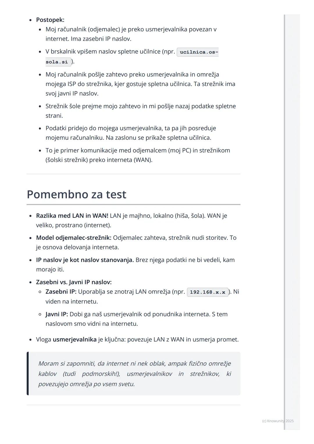 # Računalniška omrežja in
internet

Uvod v računalniška omrežja

Računalniško omrežje je v bistvu skupina dveh ali več med seboj povezanih
r