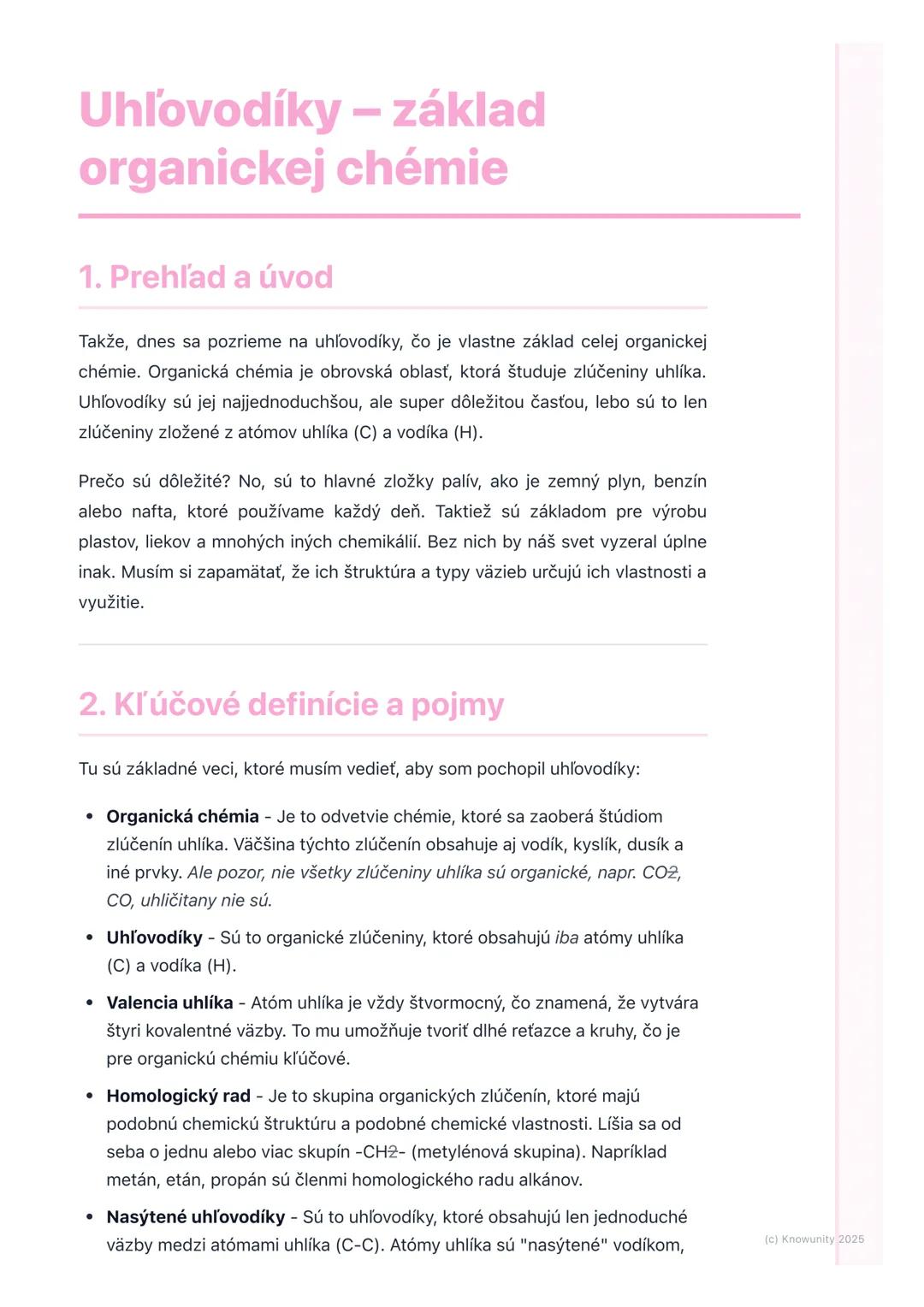 # Uhlovodíky - základ
organickej chémie

1. Prehľad a úvod

Takže, dnes sa pozrieme na uhľovodíky, čo je vlastne základ celej organickej
ché