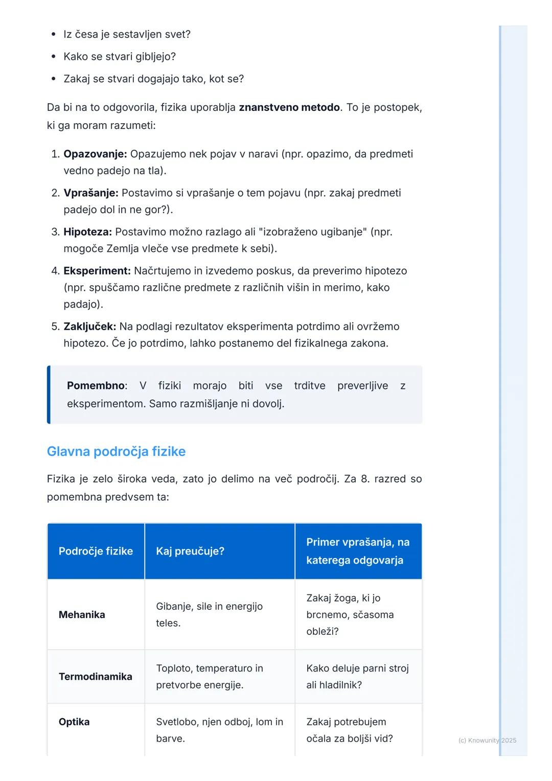 # Kaj je fizika?

Kaj je fizika?

Fizika je ena od naravoslovnih ved. To pomeni, da preučuje naravo. Njena
glavna naloga je, da poskuša razu