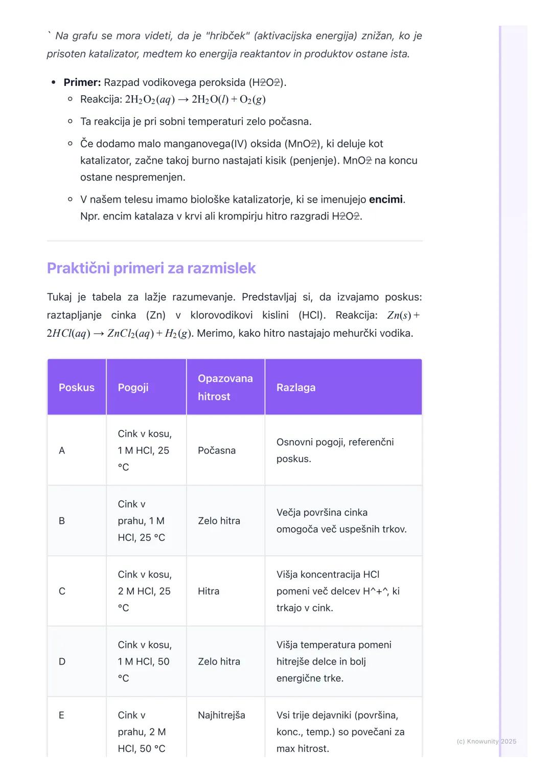 # Hitrost kemijskih reakcij

Kaj je hitrost kemijske reakcije?

Hitrost kemijske reakcije nam pove, kako hitro reaktanti izginejo oziroma ka