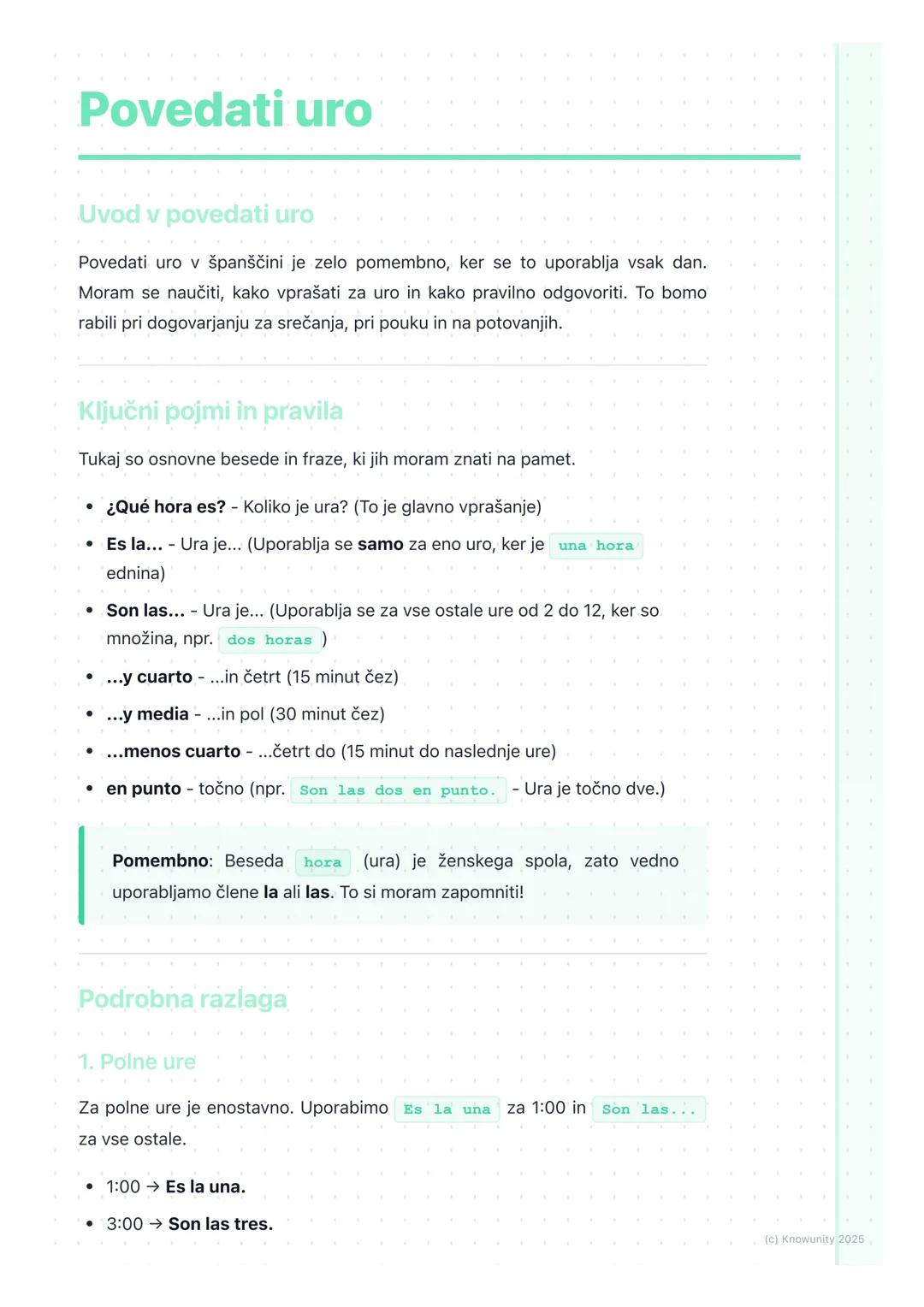 # Povedati uro

Uvod v povedati uro

Povedati uro v španščini je zelo pomembno, ker se to uporablja vsak dan.
Moram se naučiti, kako vprašat