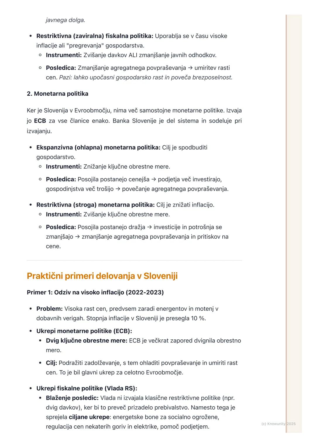 # Ekonomska politika v Sloveniji

Pregled ekonomske politike

Ekonomska politika je skupek ukrepov, s katerimi država (nosilci ekonomske
pol