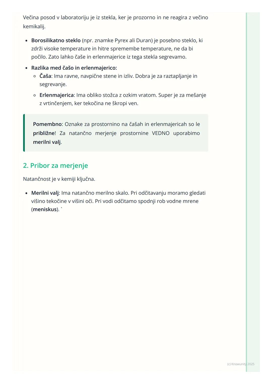 # Osnovna laboratorijska
oprema

Uvod v laboratorijsko opremo

Za delo v kemijskem laboratoriju je nujno poznati osnovno laboratorijsko
opre