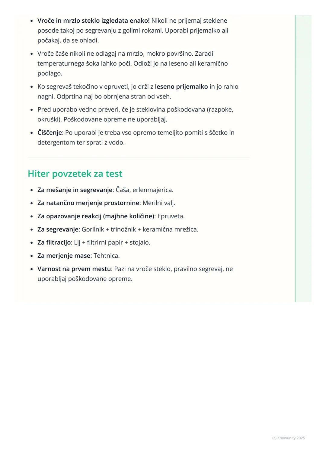 # Osnovna laboratorijska
oprema

Uvod v laboratorijsko opremo

Za delo v kemijskem laboratoriju je nujno poznati osnovno laboratorijsko
opre