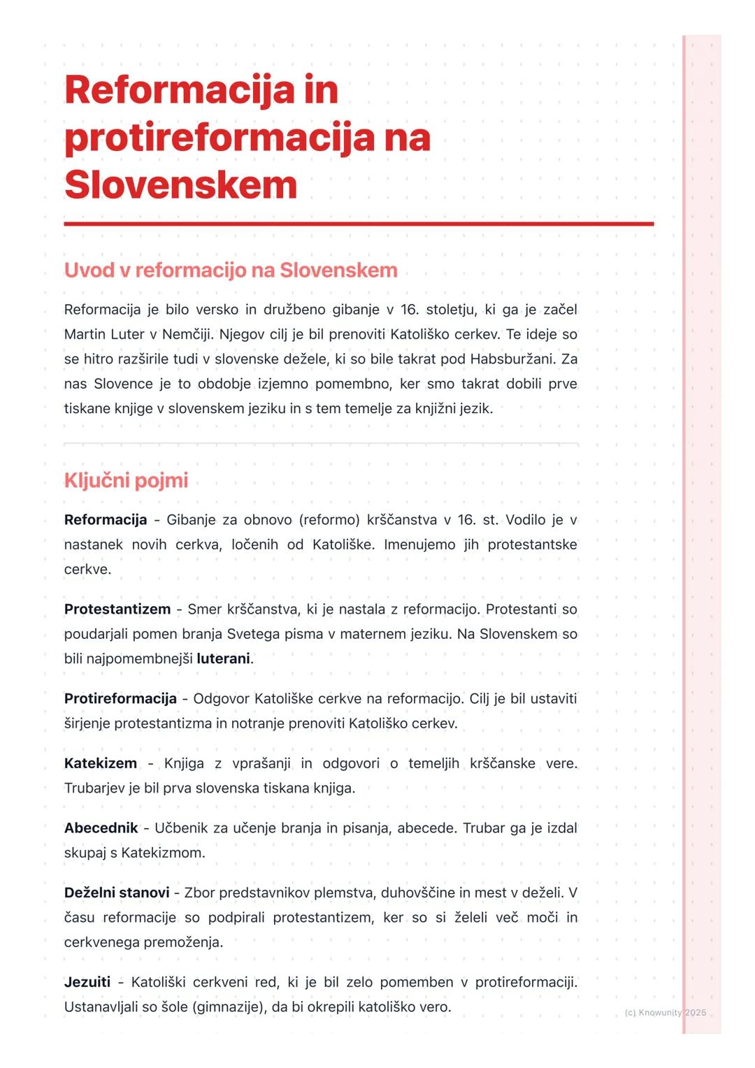 # Reformacija in
protireformacija na
Slovenskem

Uvod v reformacijo na Slovenskem

Reformacija je bilo versko in družbeno gibanje v 16. stol