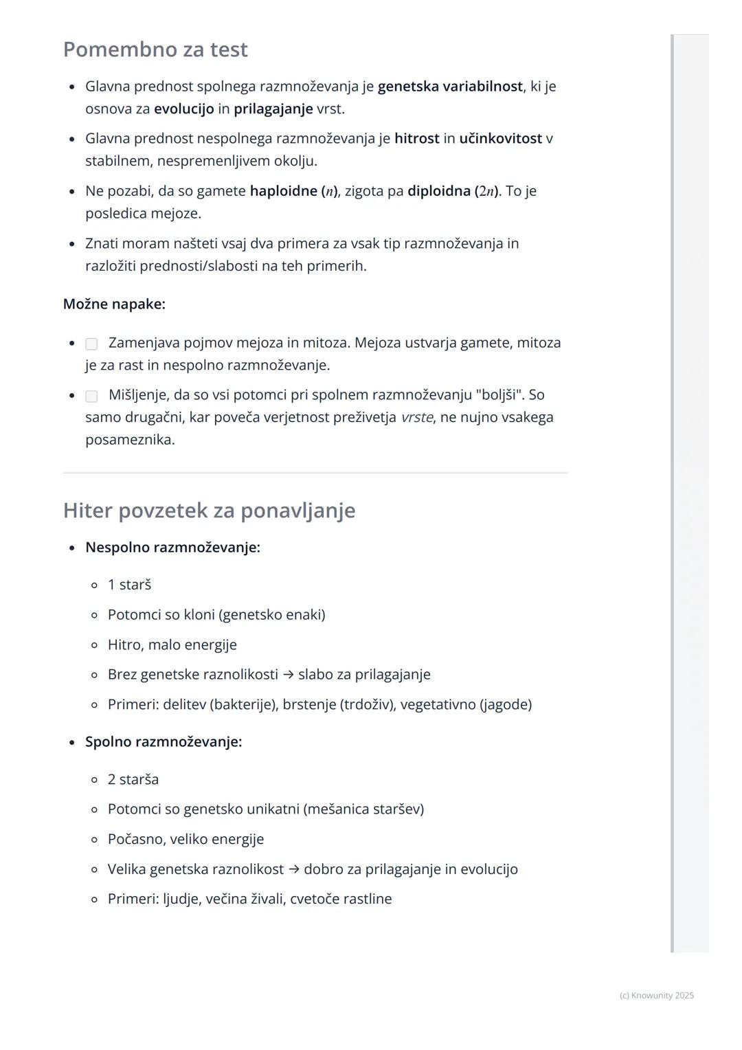 # Nespolno in spolno
razmnoževanje

Uvod v razmnoževanje

Razmnoževanje je eden od temeljnih znakov življenja. To je proces, s katerim
organ