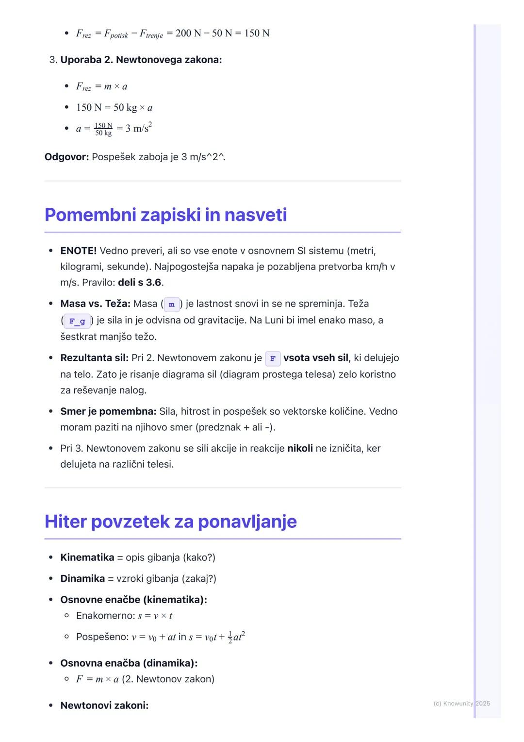 # Osnove kinematike in
dinamike

Uvod v kinematiko in dinamiko

Kinematika in dinamika sta osnovni veji mehanike. Kinematika se ukvarja z
op