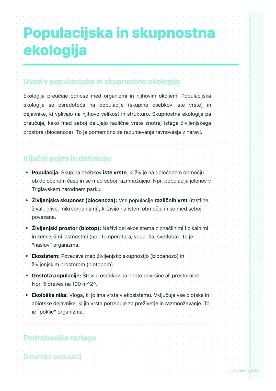 # Populacijska in skupnostna
ekologija

Uvod v populacijsko in skupnostno ekologijo

Ekologija preučuje odnose med organizmi in njihovim oko