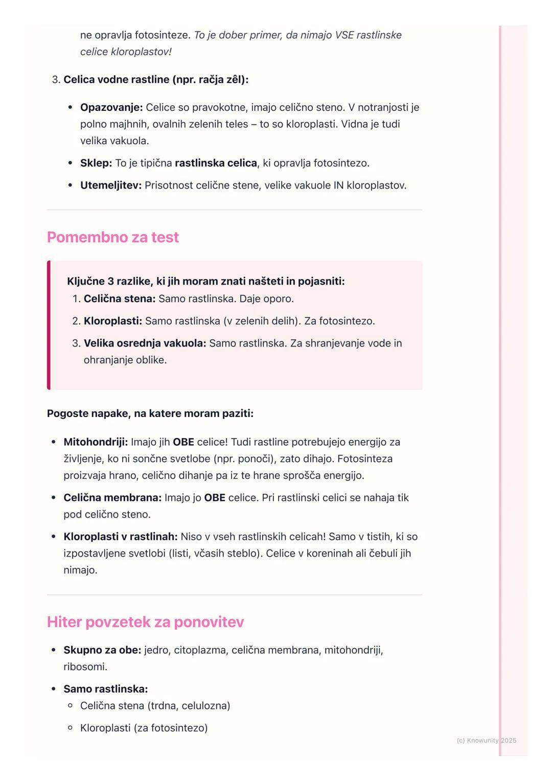 # Rastlinska in živalska celica

Splošna primerjava celic

Vse živali in rastline so zgrajene iz evkariontskih celic. To pomeni, da imajo
ce