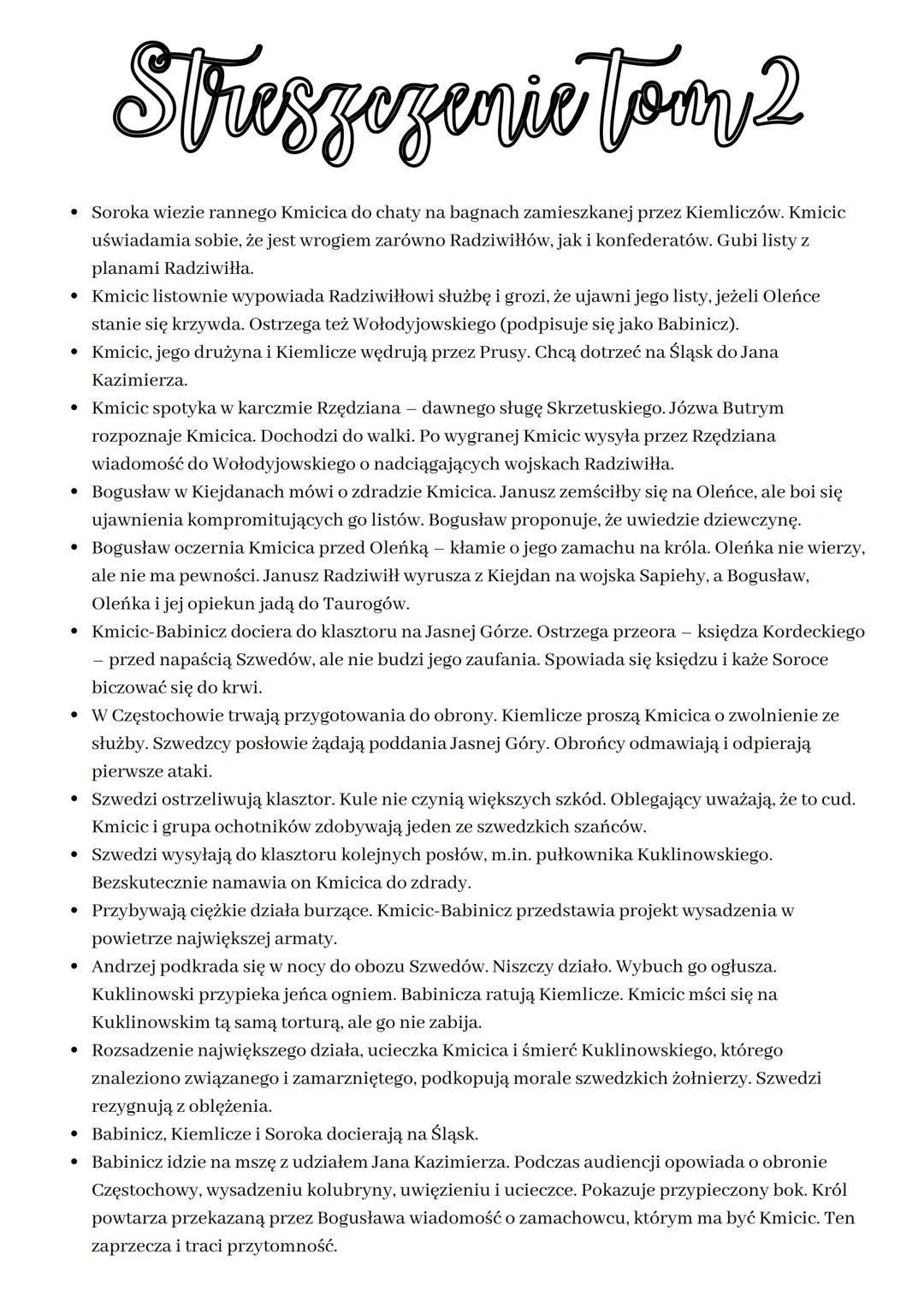 
<p>Testament Herakliusza Billewicza, dziad Aleksandry, mówi o decyzji, że Oleńka ma zostać żoną Andrzeja Kmicica, który dziedziczy majątek,