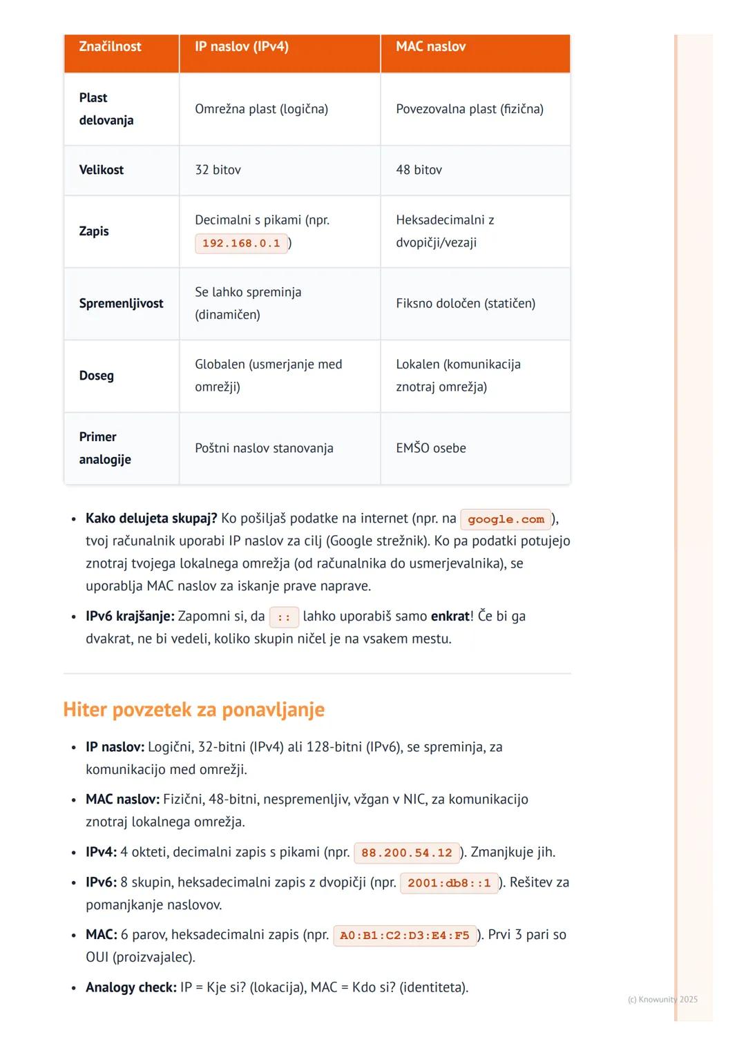 # Naslavljanje v omrežjih

Uvod v naslavljanje

Vsaka naprava, ki je povezana v računalniško omrežje (npr. računalnik, telefon,
tiskalnik), 