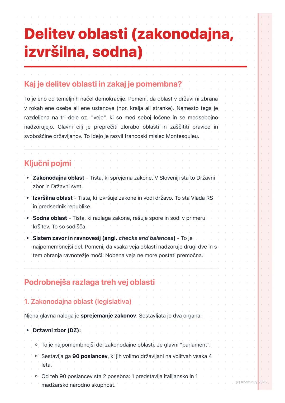 # Delitev oblasti (zakonodajna,
izvršilna, sodna)

Kaj je delitev oblasti in zakaj je pomembna?

To je eno od temeljnih načel demokracije. P