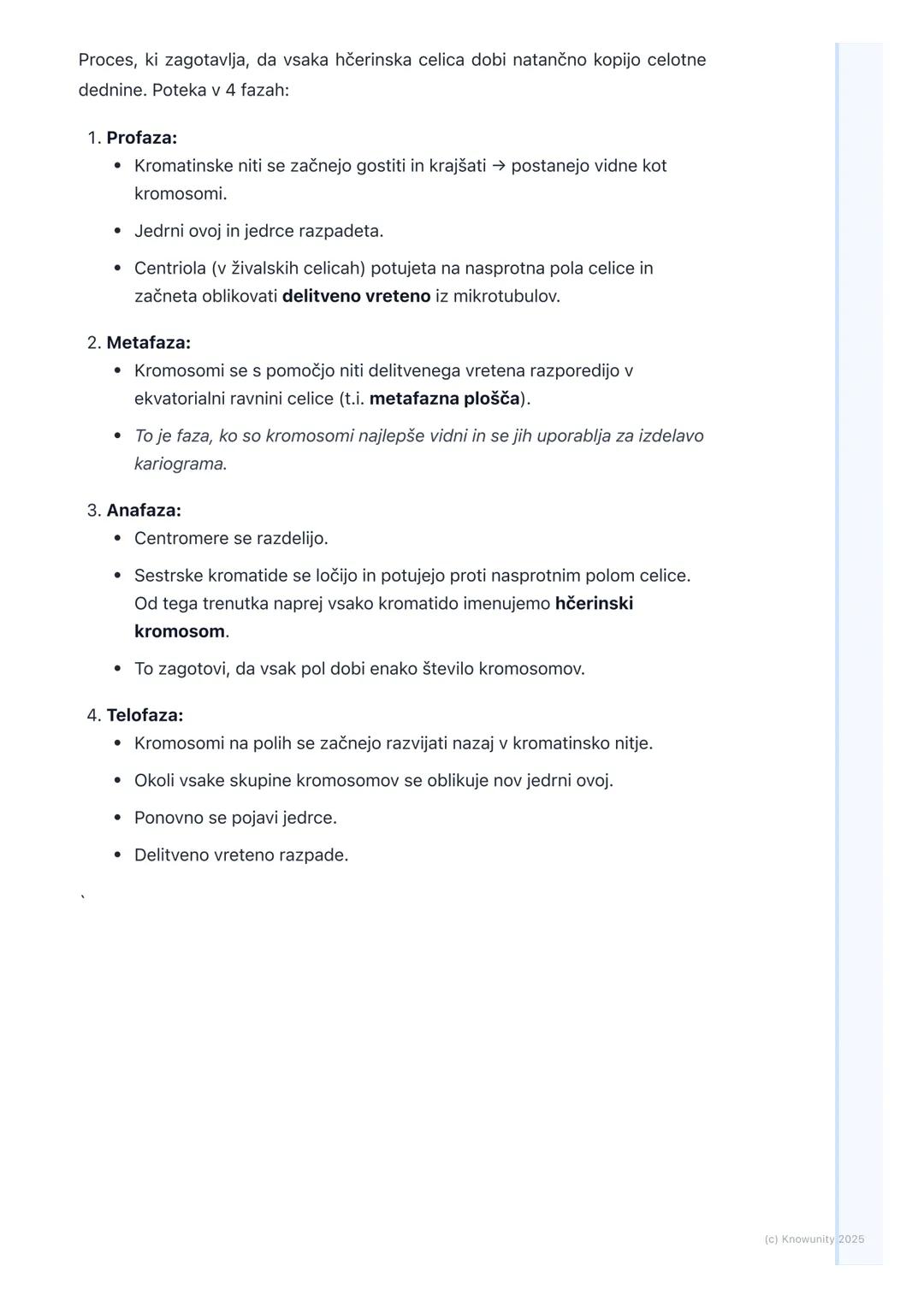 # Celični cikel in delitev celic

Splošno o celičnem ciklu

Celični cikel je urejen proces, skozi katerega gre celica od svojega nastanka do