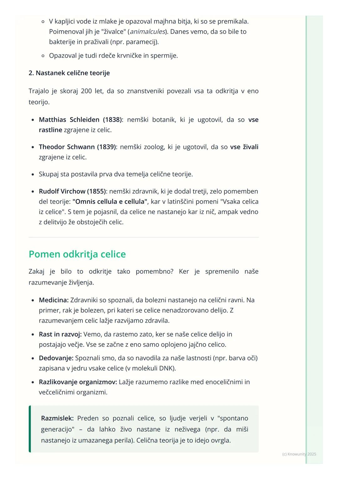 # Odkritje in pomen celice

Uvod v celico

Vsa živa bitja, od najmanjše bakterije do največjega kita, so zgrajena iz celic.
Celice so kot ma