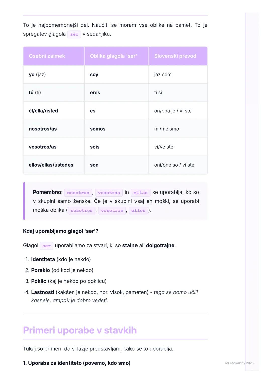 # Glagol 'Ser' (biti)

Uvod v glagol 'ser'

Glagol ser je eden najpomembnejših glagolov v španščini. Pomeni "biti".
Uporabljamo ga, da povem