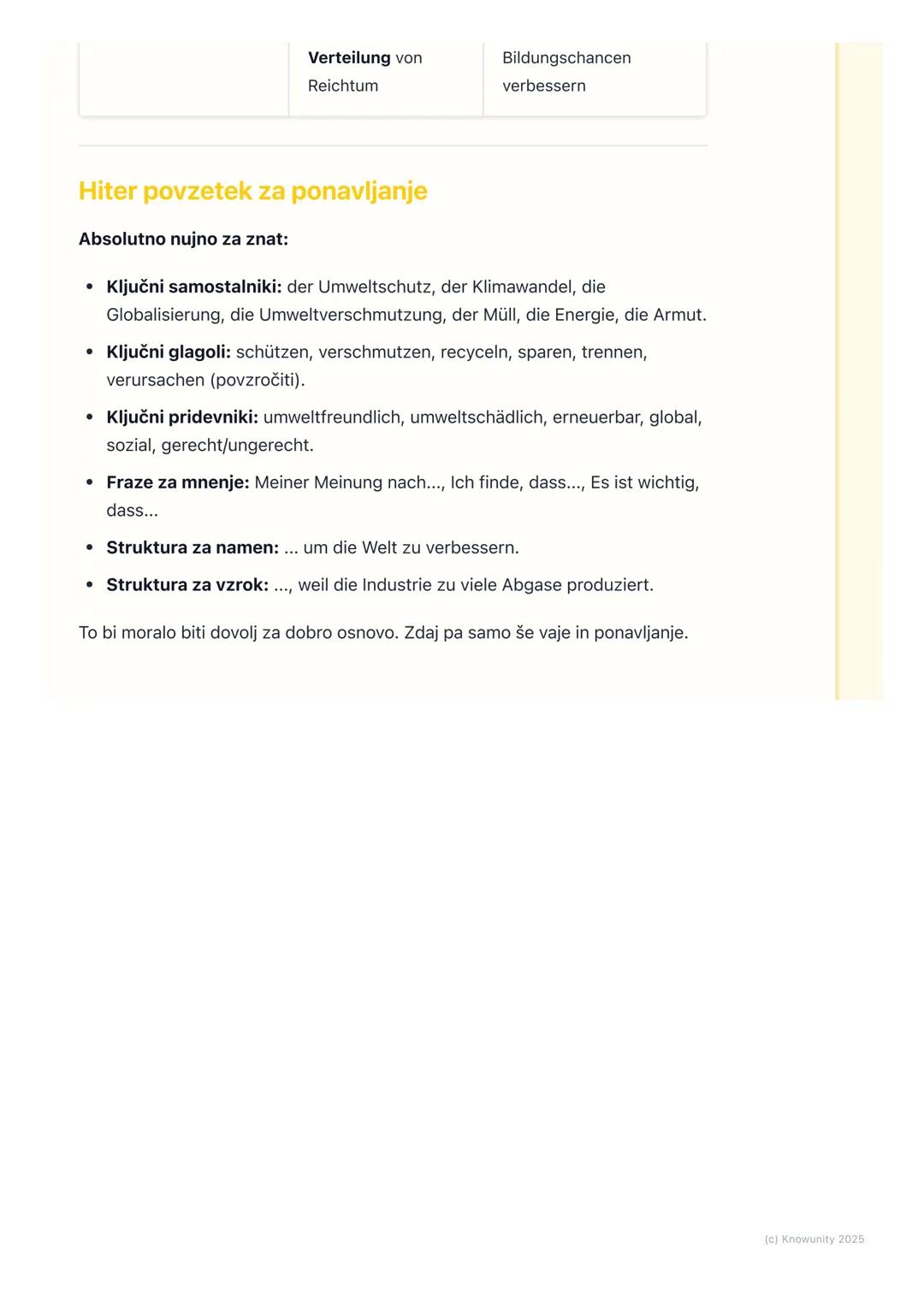 # Družba in okolje

Uvod v temo: Družba in okolje

Ta sklop besedišča je ful pomemben, ne samo za nemščino, ampak na
splošno. Gre za aktualn