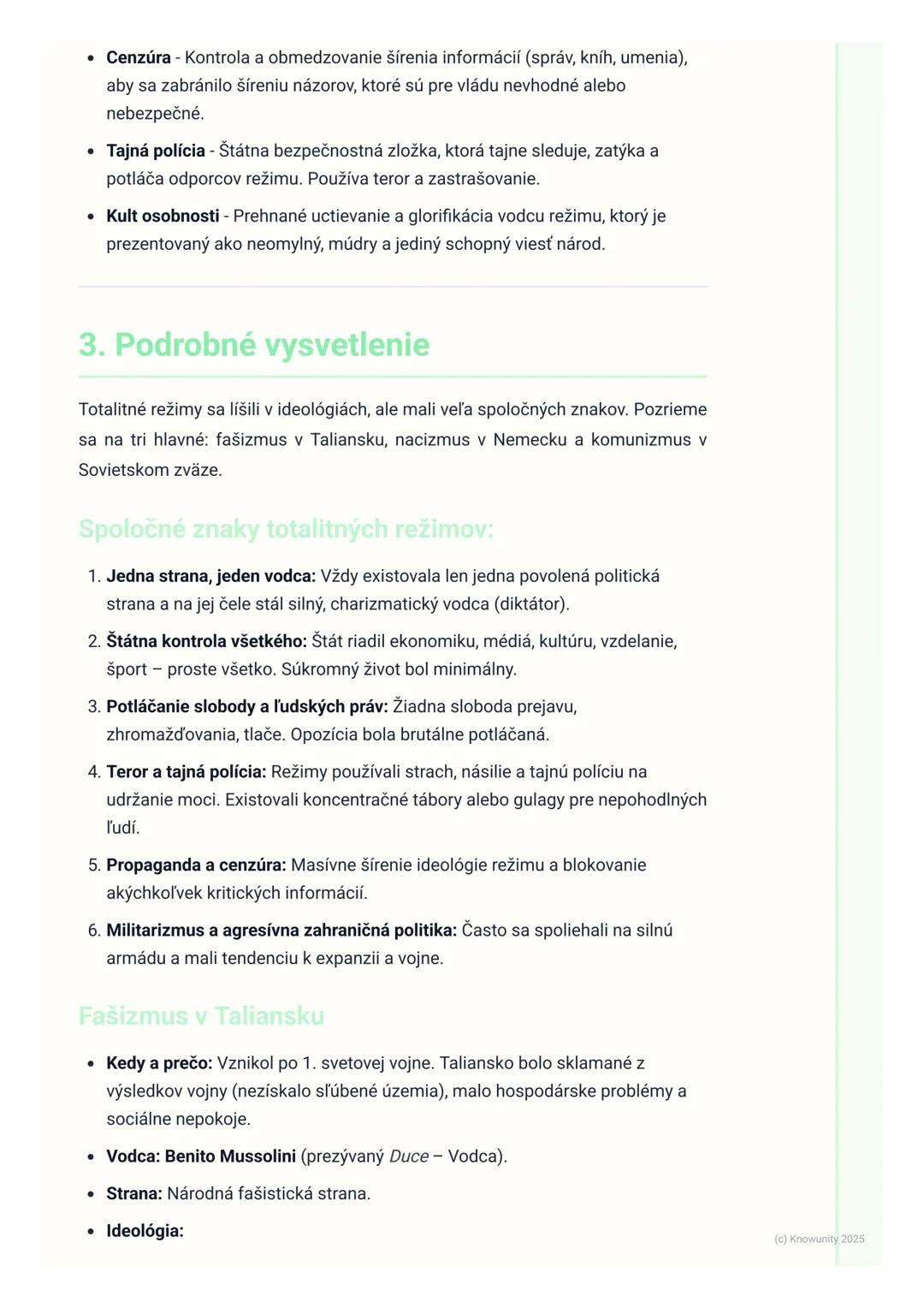 # Vzostup totalitných režimov

1. Prehľad vzostupu totalitných režimov

Po prvej svetovej vojne, ktorá priniesla obrovské straty a sklamanie