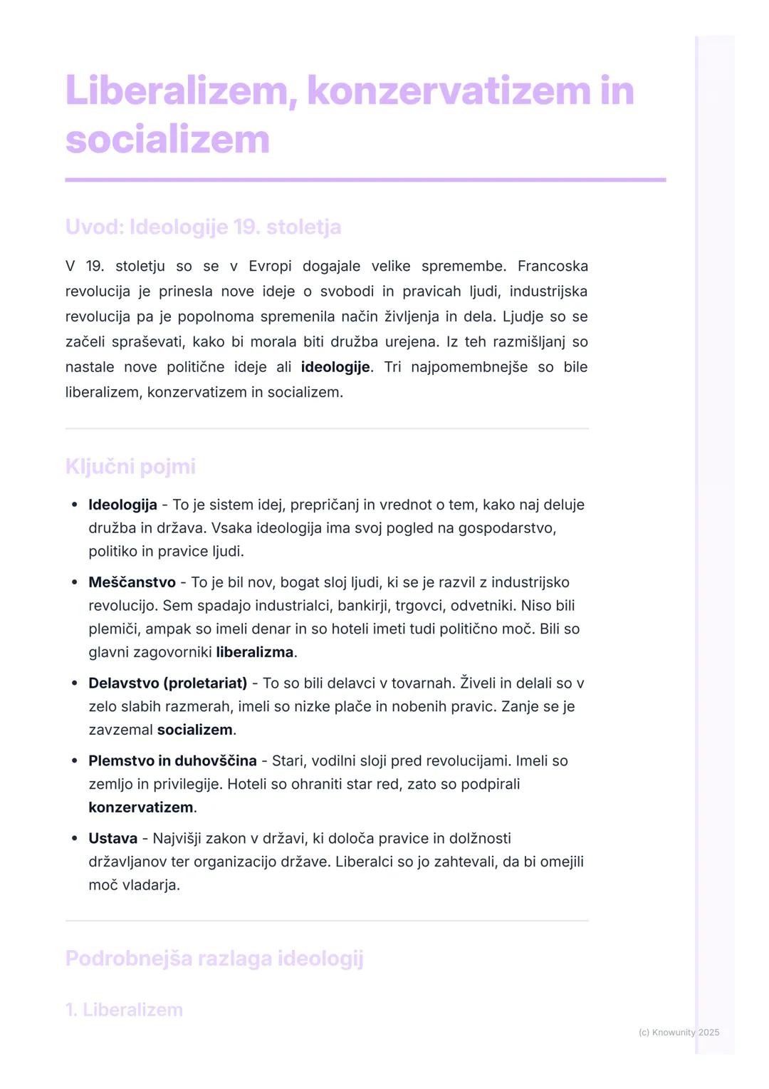 # Liberalizem, konzervatizem in
socializem

Uvod: Ideologije 19. stoletja

V 19. stoletju so se v Evropi dogajale velike spremembe. Francosk