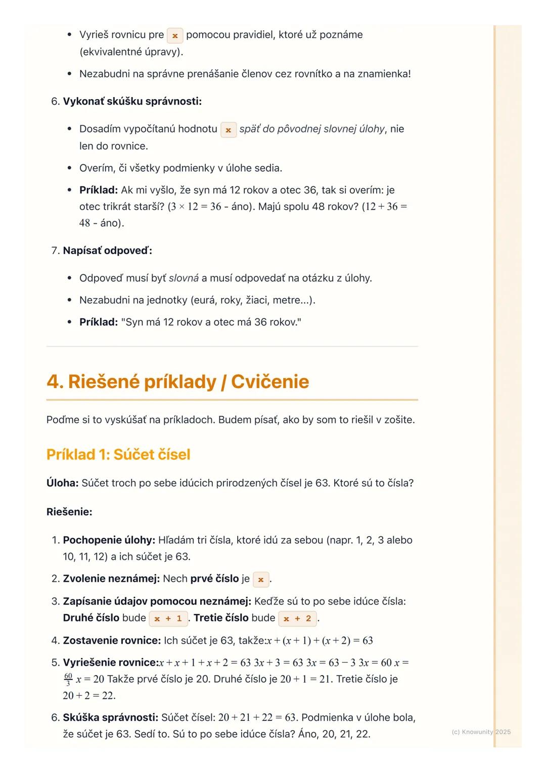 # Slovné úlohy vedúce na
lineárne rovnice

1. Prehľad slovných úloh

Slovné úlohy sú vlastne príklady z reálneho života, ktoré sú opísané sl
